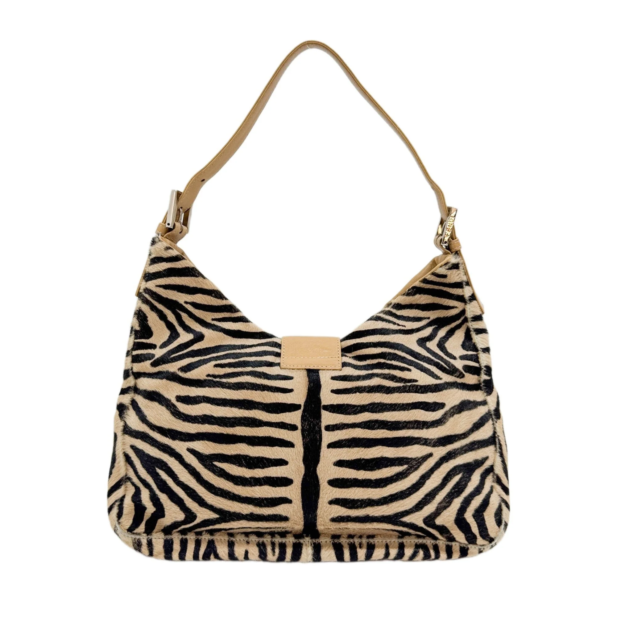Brown Zebra Print Pony Hair Shoulder Bag - Image 2