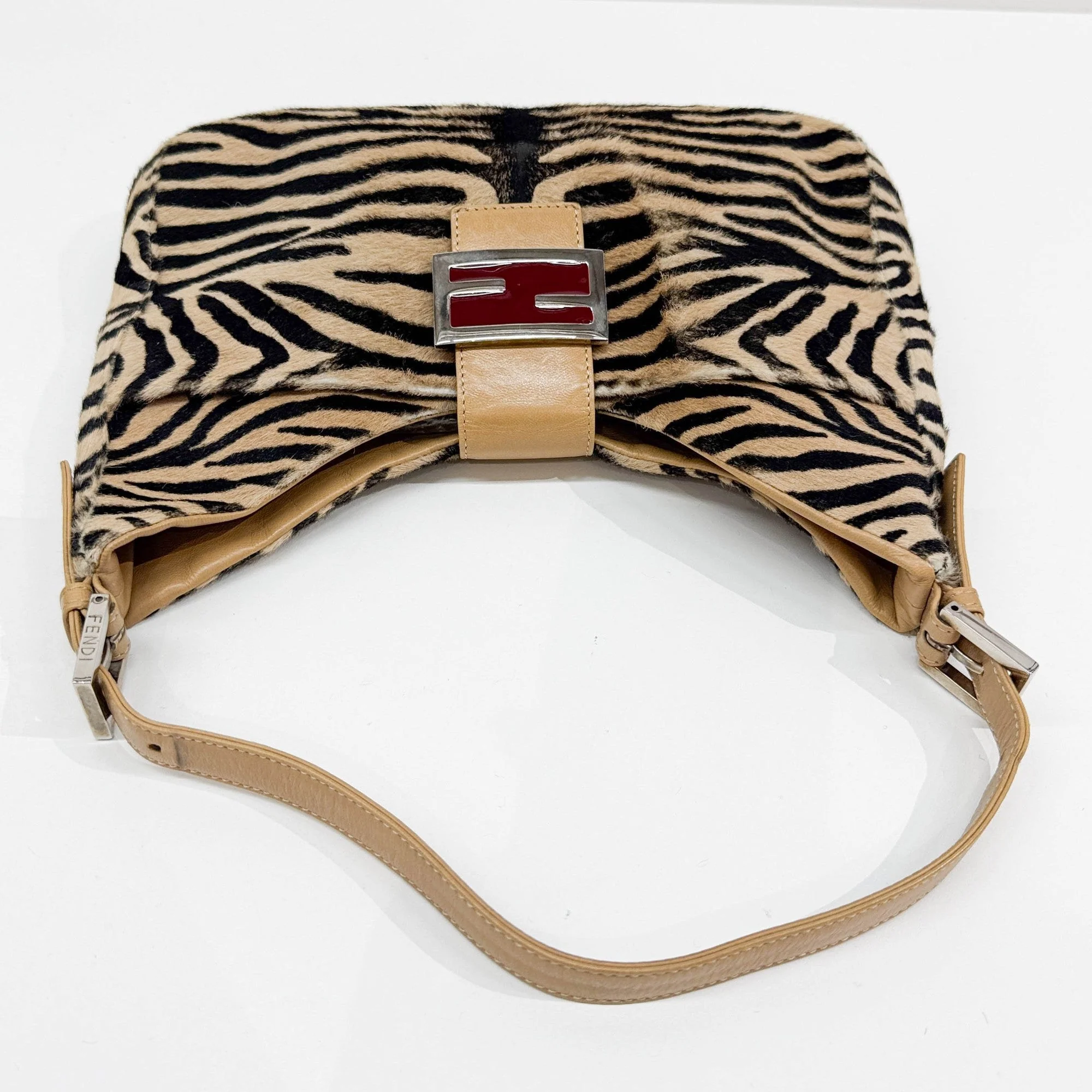 Brown Zebra Print Pony Hair Shoulder Bag - Image 6