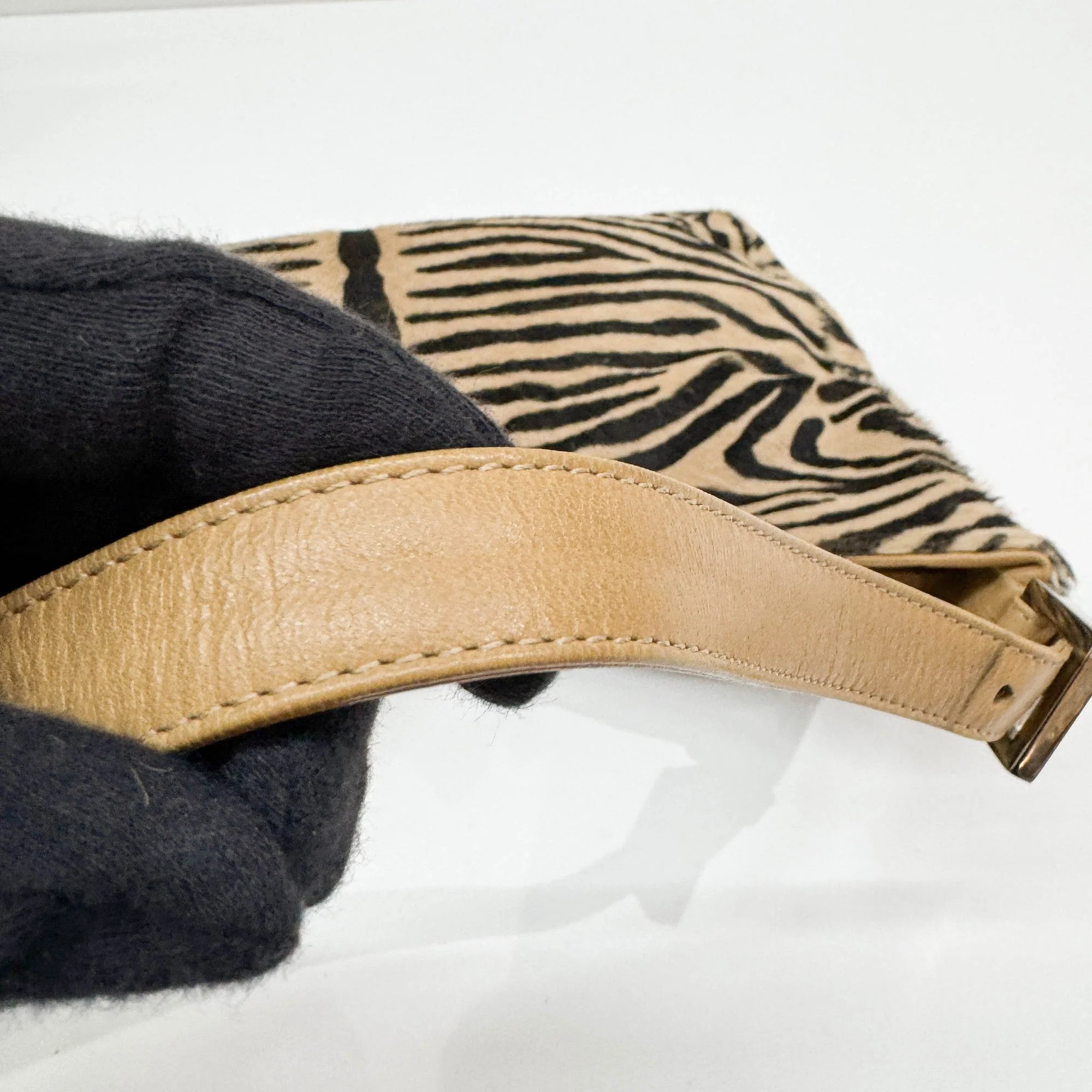 Brown Zebra Print Pony Hair Shoulder Bag - Image 8