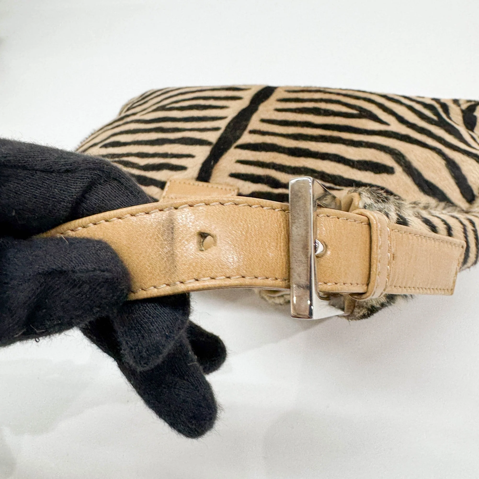 Brown Zebra Print Pony Hair Shoulder Bag - Image 9