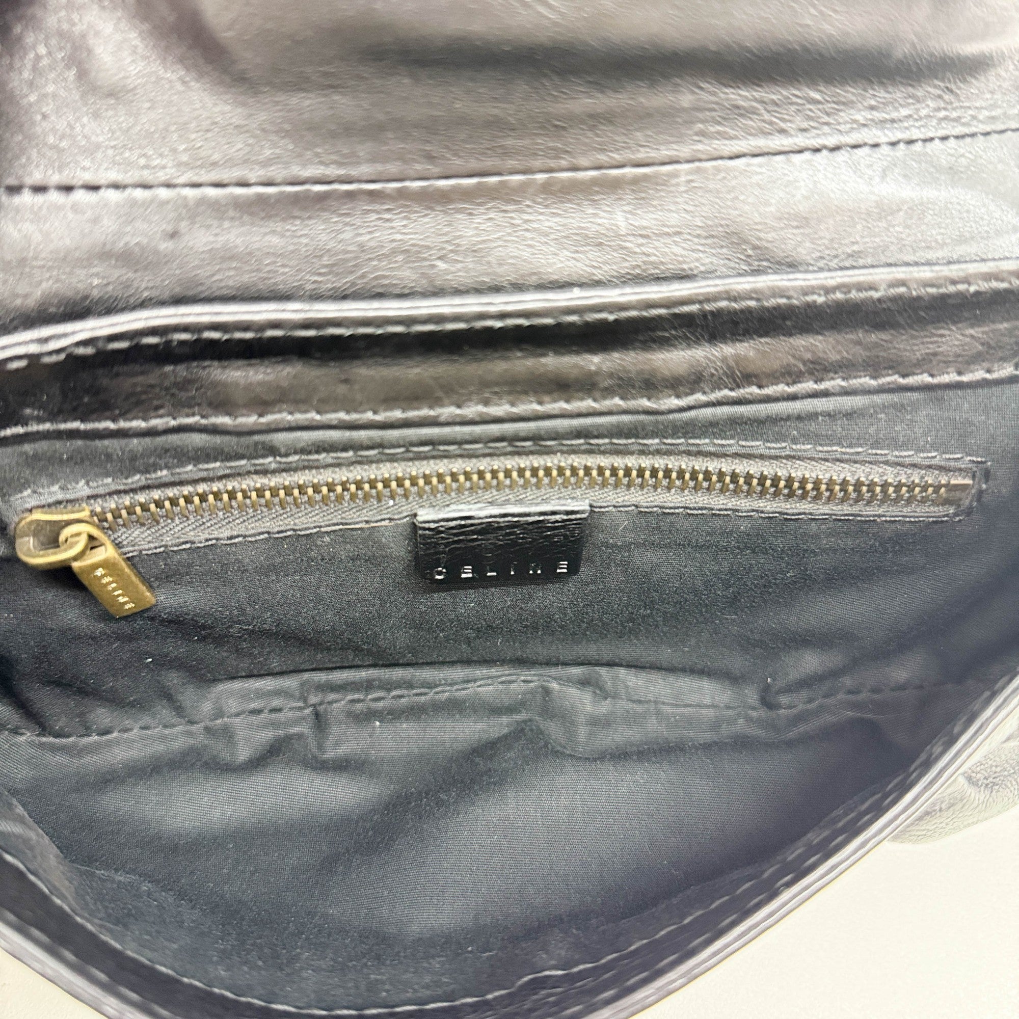 Buckle Flap Black Leather Shoulder Bag - Image 13