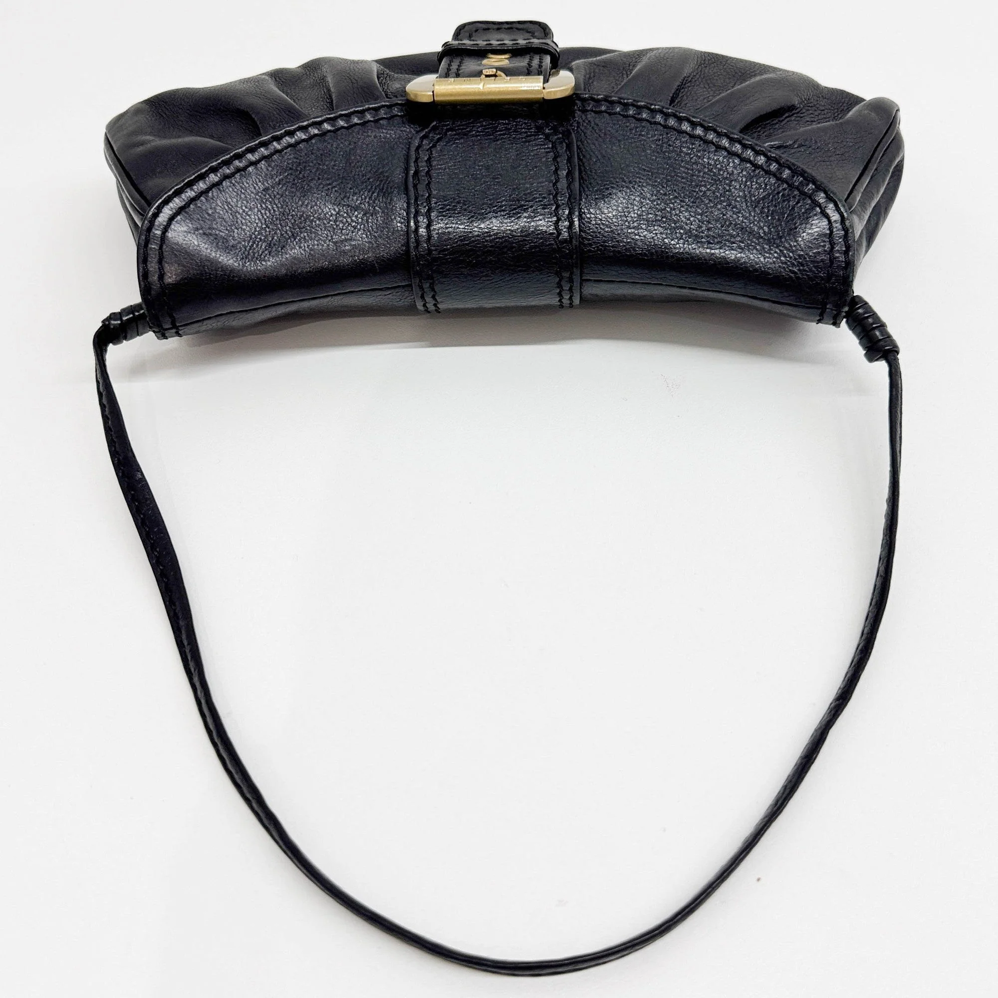 Buckle Flap Black Leather Shoulder Bag - Image 6