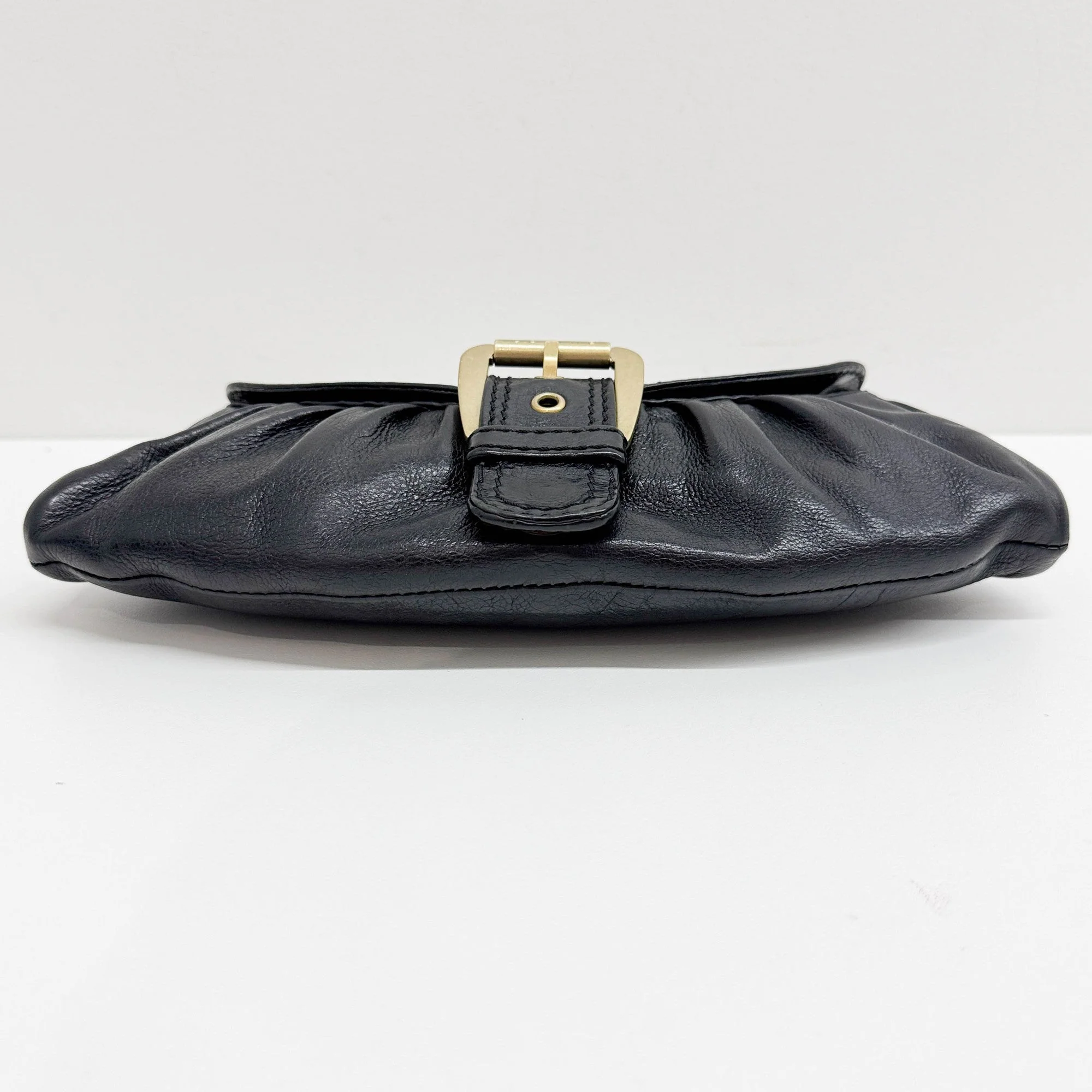 Buckle Flap Black Leather Shoulder Bag - Image 7
