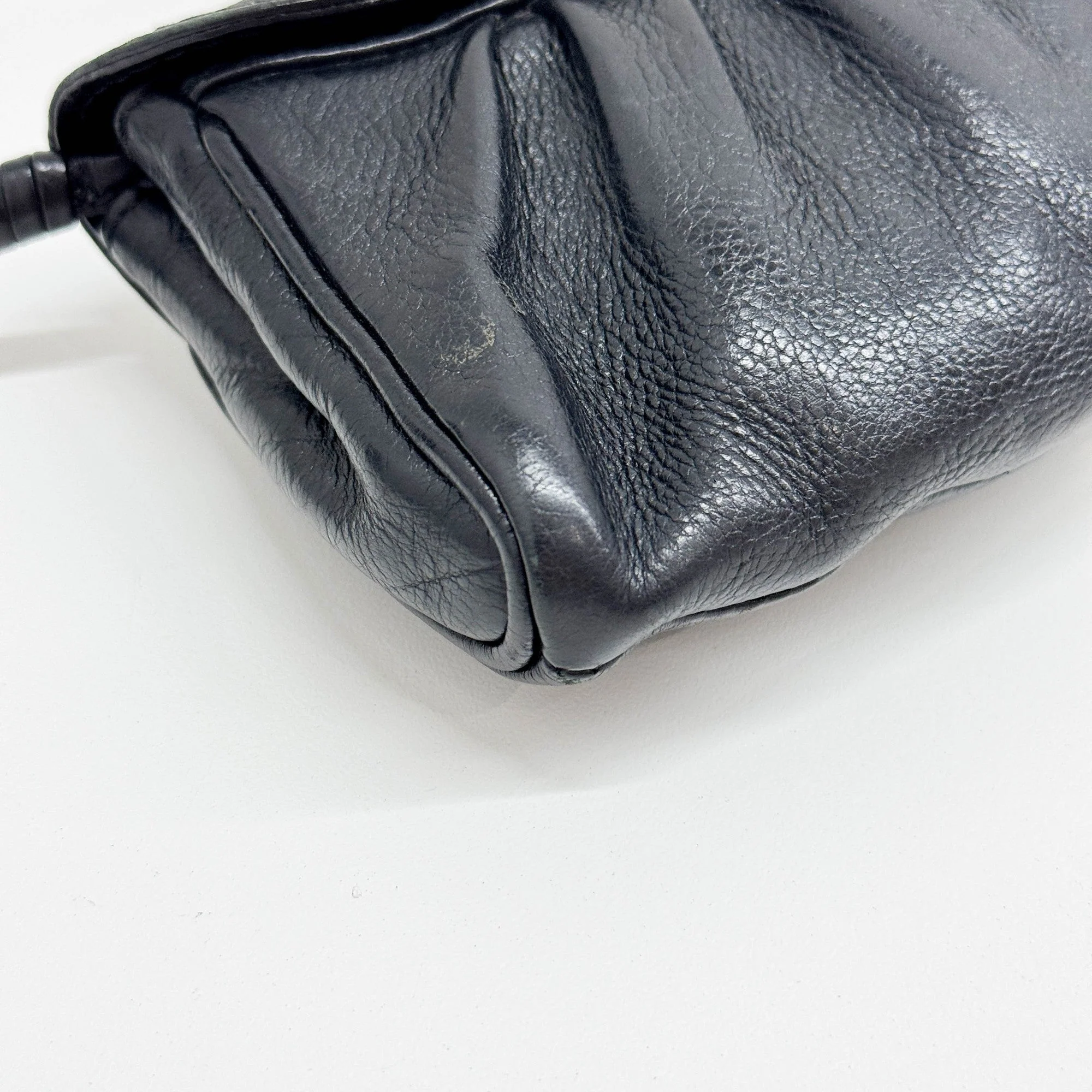 Buckle Flap Black Leather Shoulder Bag - Image 8