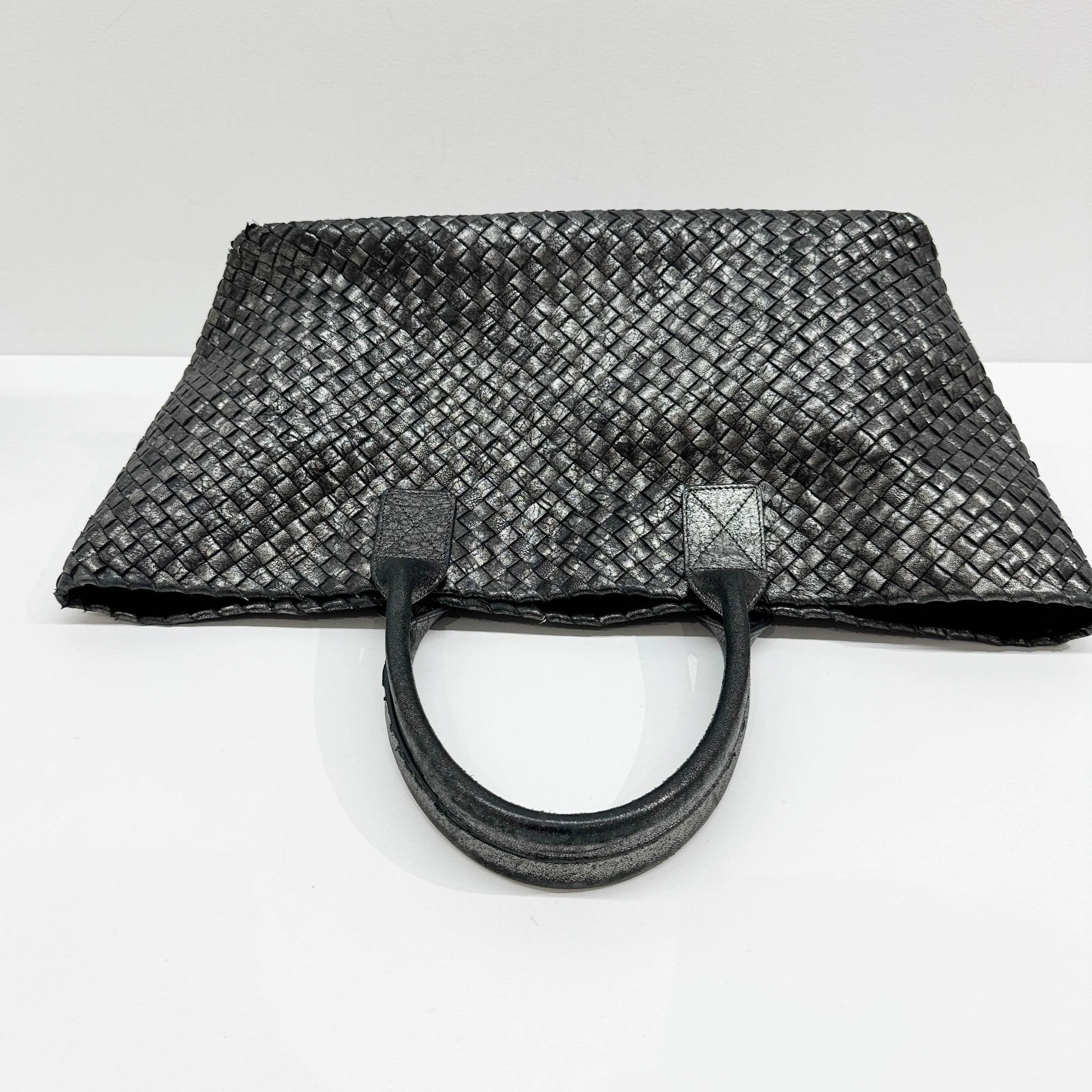 Cabat Intrecciato Metallic Grey Tote Bag - Image 7