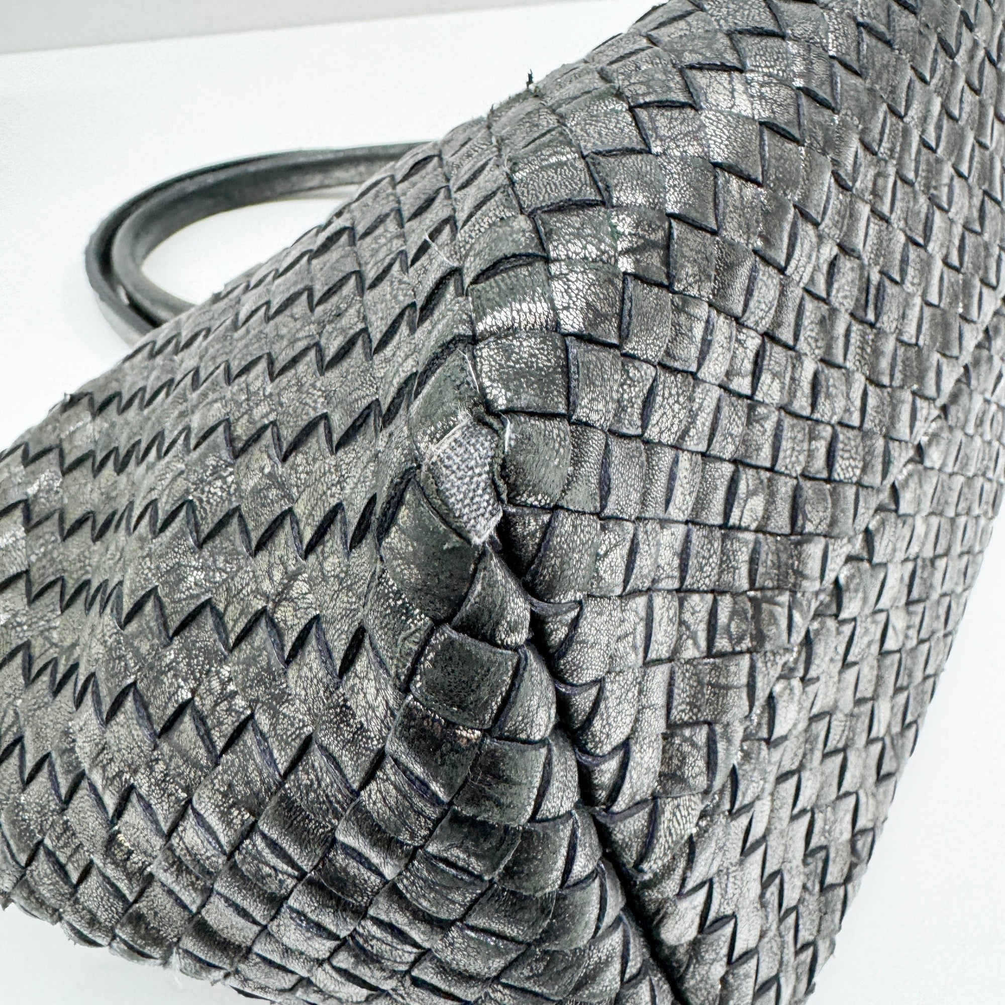 Cabat Intrecciato Metallic Grey Tote Bag - Image 9