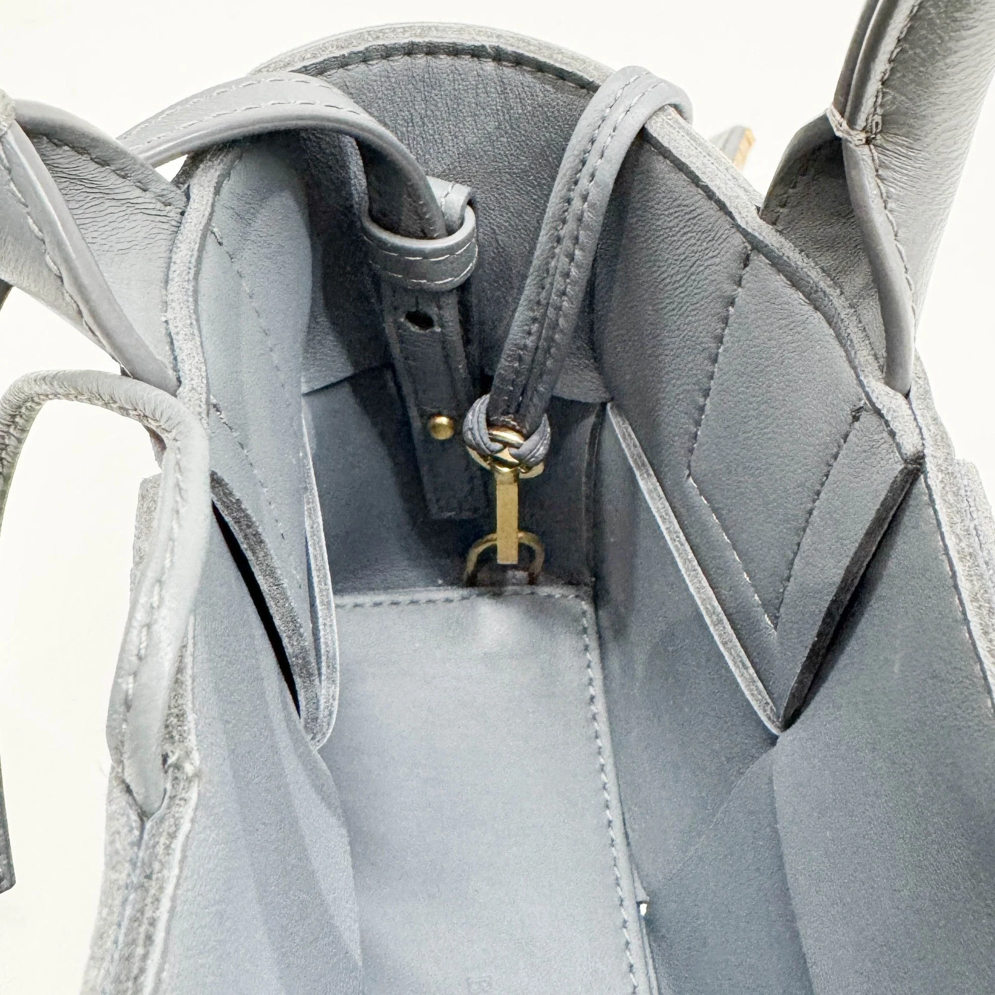 Candy Arco Intrecciato Dusty Blue Leather Two Way Bag - Image 16