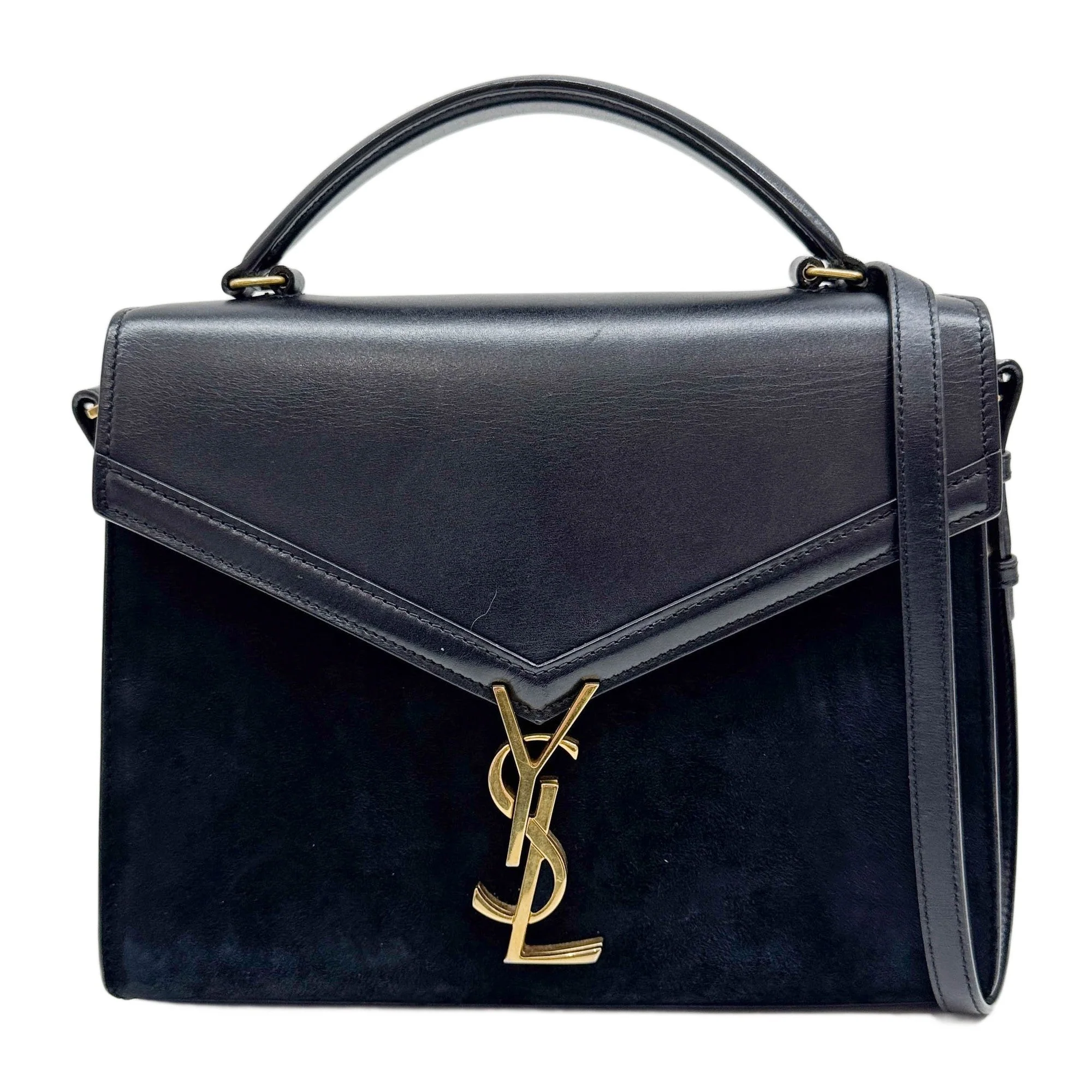 Cassandra Black Suede & Leather Two Way Bag