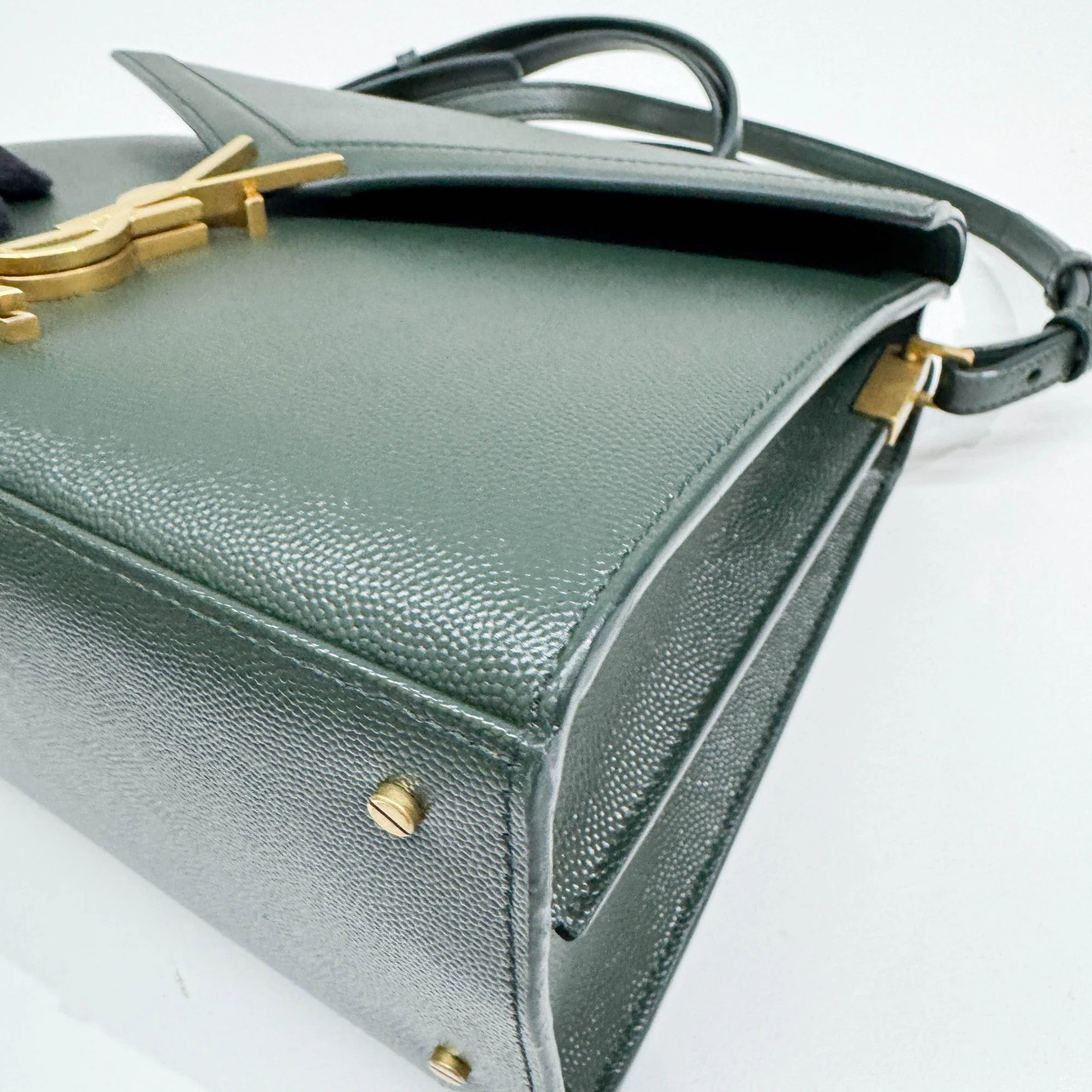 Cassandra Dark Green Leather Two Way Bag - Image 10