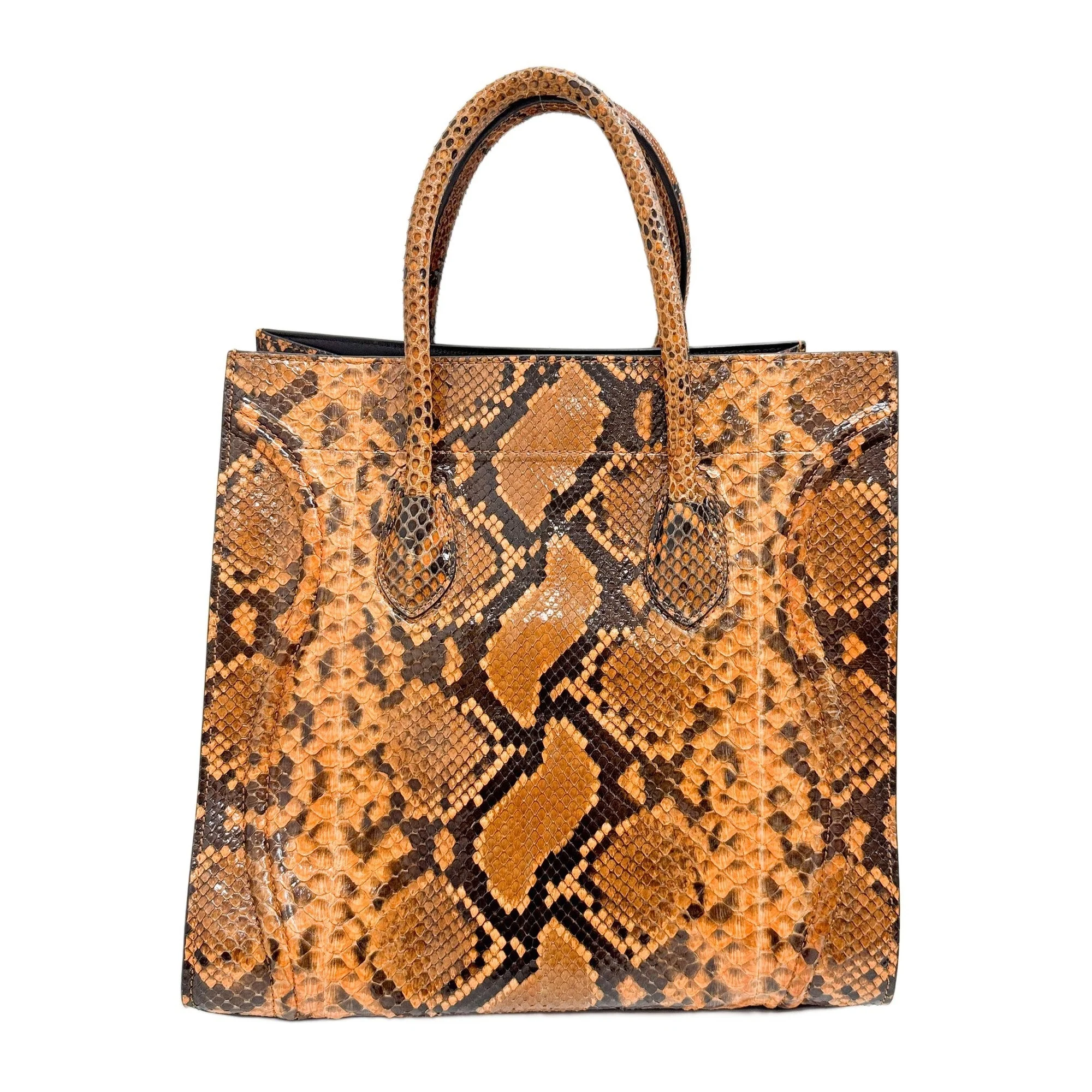 Luggage Phantom Orange Python Embossed Leather Hand Bag - Image 2