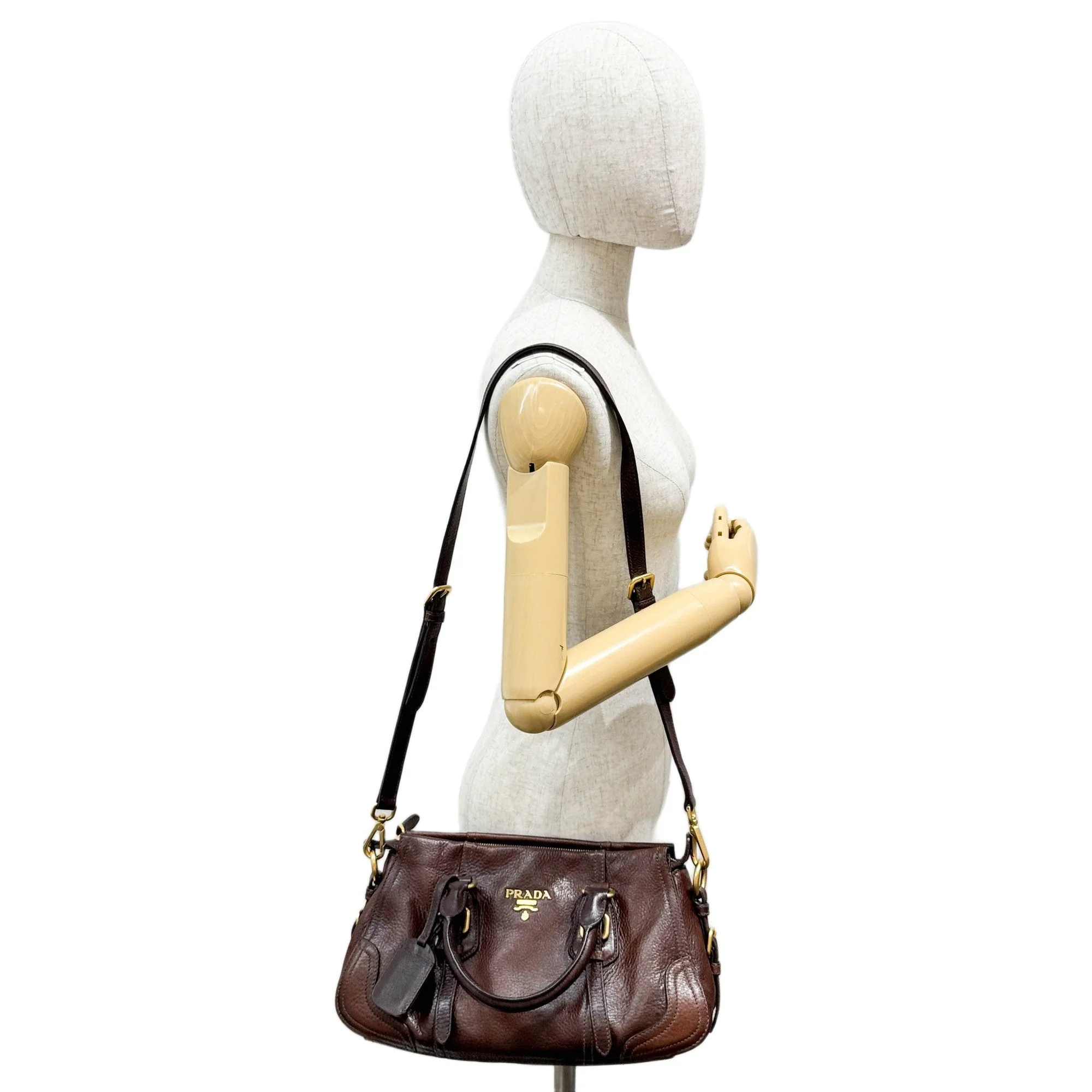 Cervo Antik Brown Leather Two Way Bag - Image 3