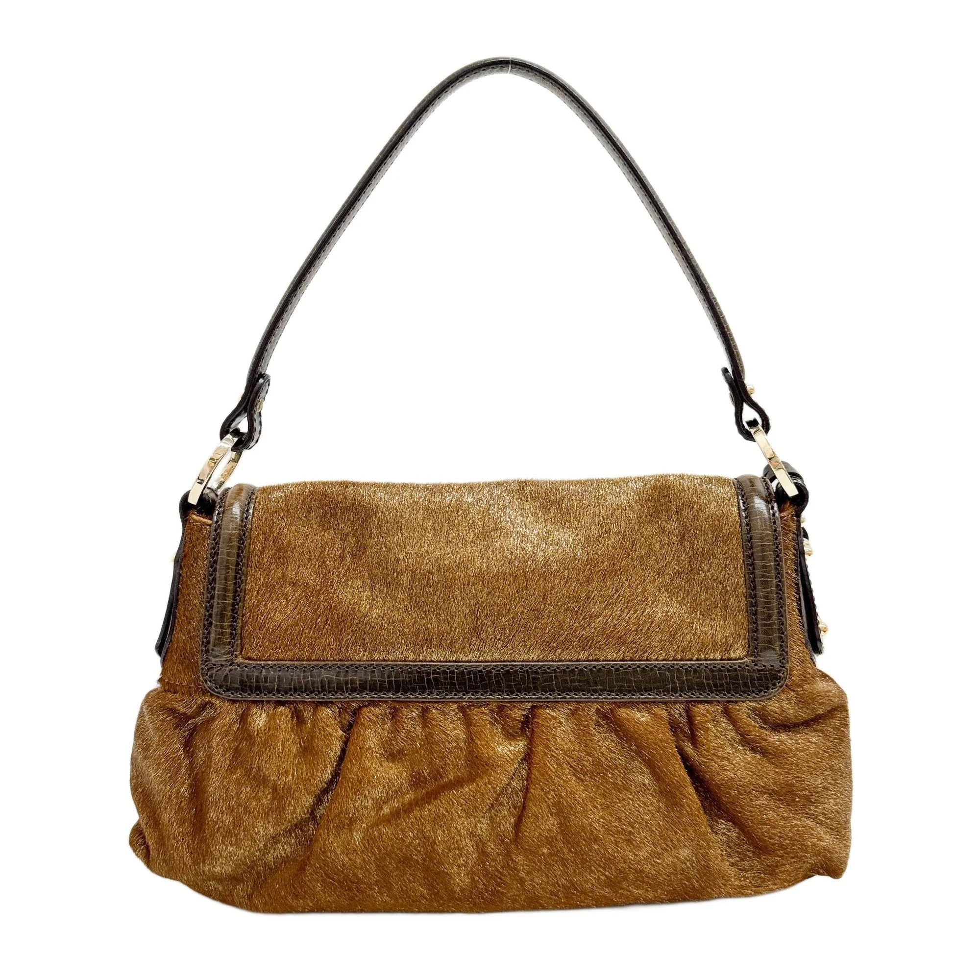 Chef Brown Sparkly Pony Hair Shoulder Bag - Image 2