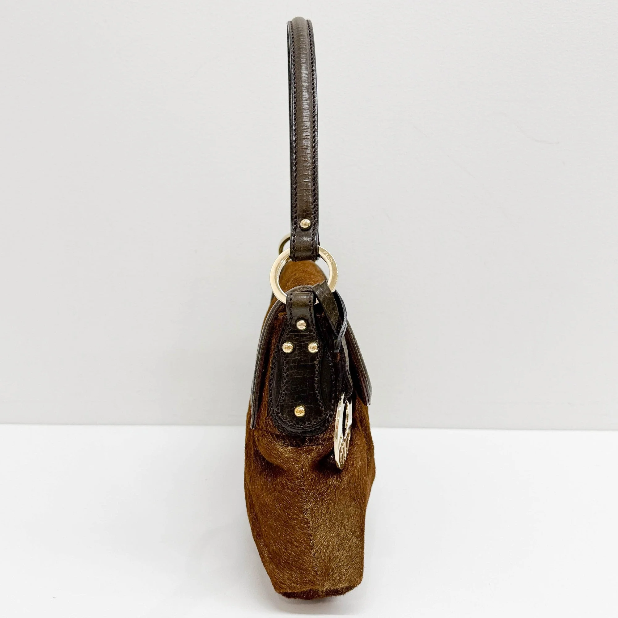 Chef Brown Sparkly Pony Hair Shoulder Bag - Image 6