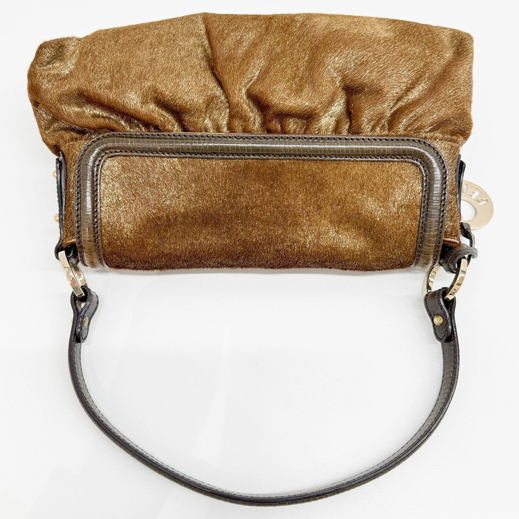 Chef Brown Sparkly Pony Hair Shoulder Bag - Image 8