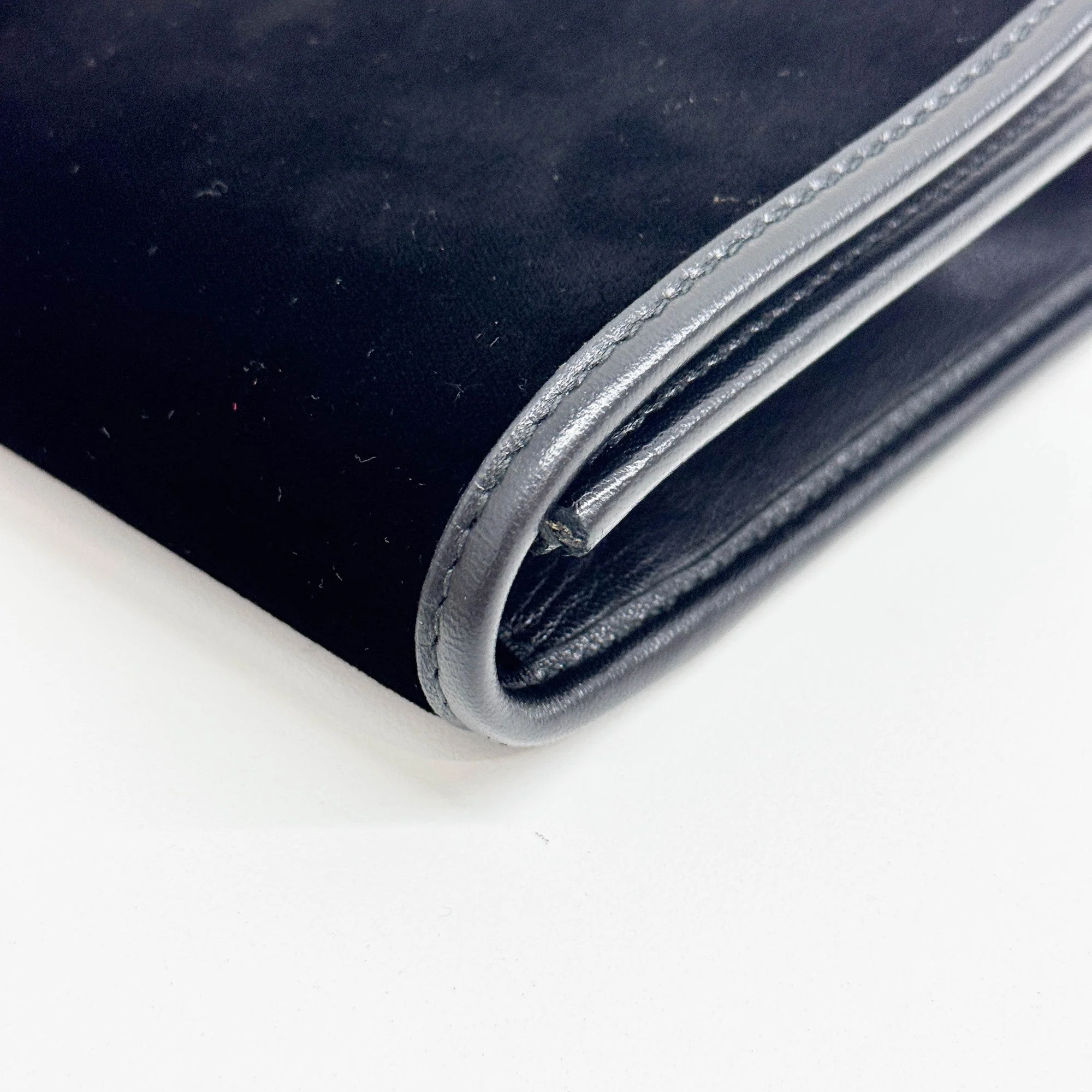 Chyc Ligne Black Suede and Satin Clutch Bag - Image 11