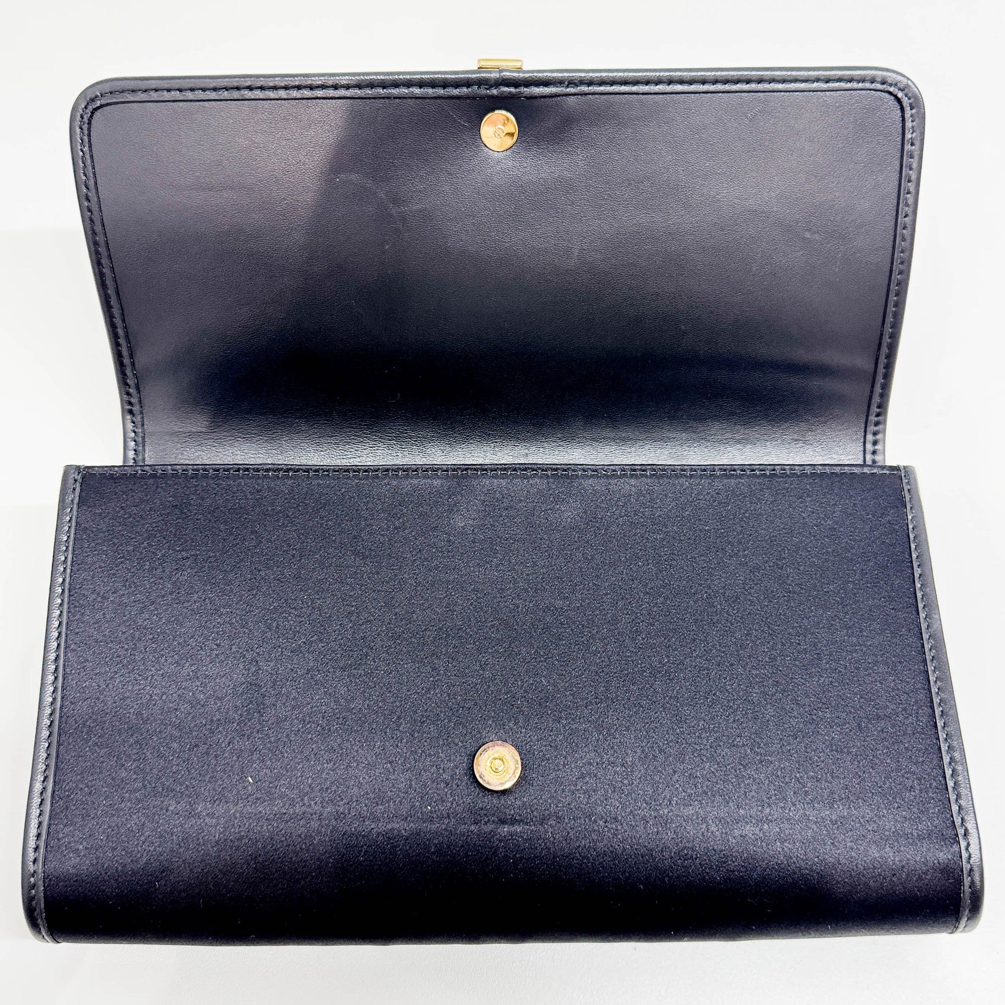 Chyc Ligne Black Suede and Satin Clutch Bag - Image 17