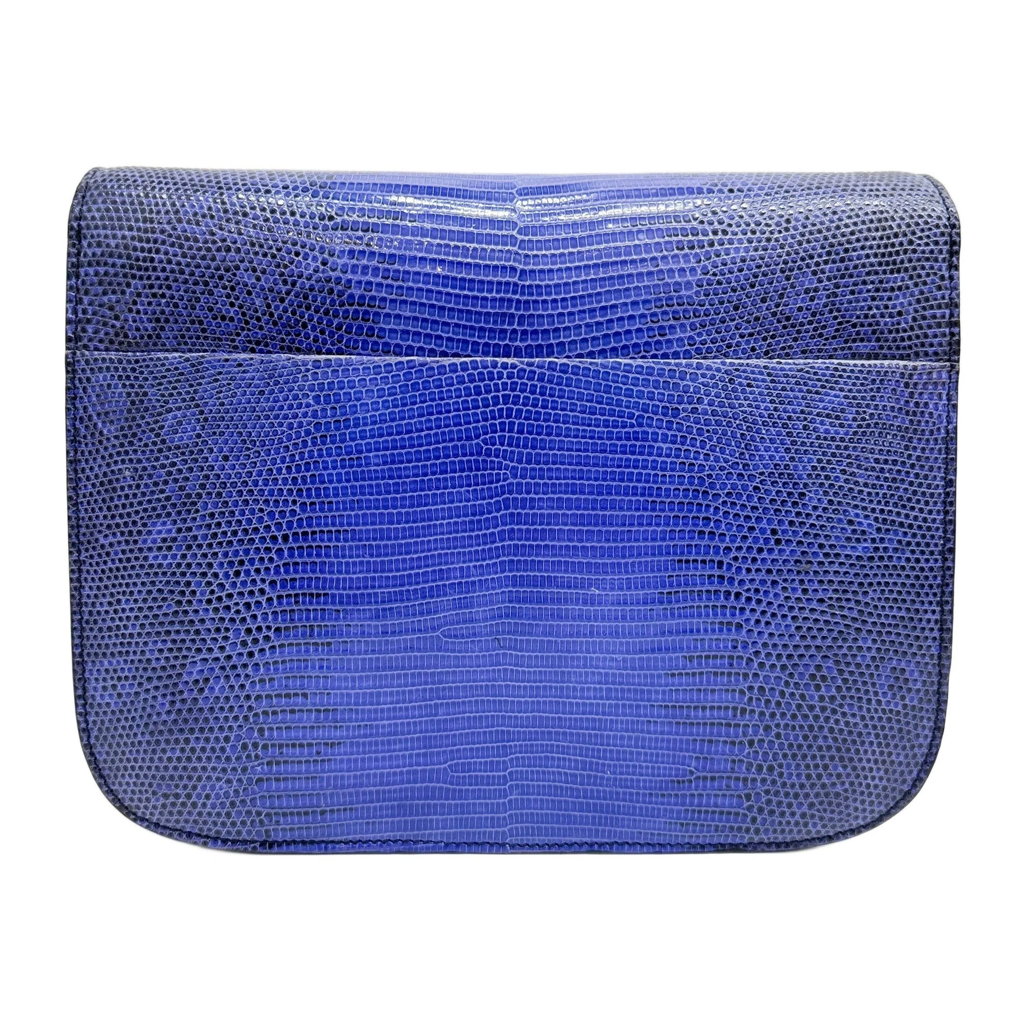 Classic Box Blue Lizard Embossed Leather Shoulder Bag - Image 2