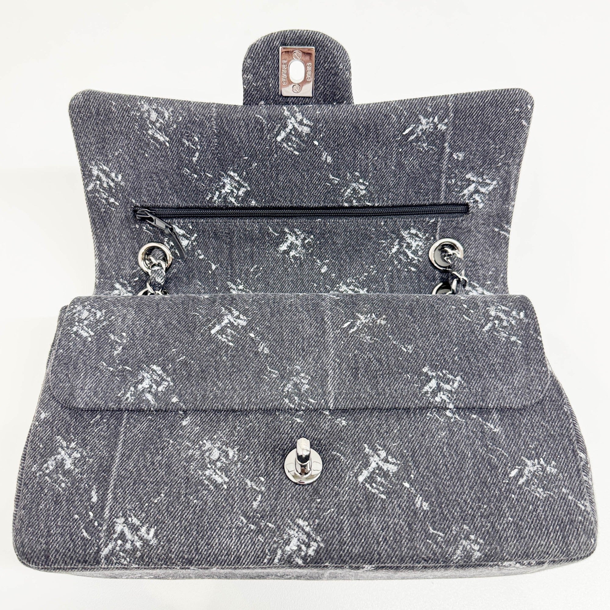 Classic Double 2019 Flap Charcoal Gray Denim Shoulder Bag - Image 16