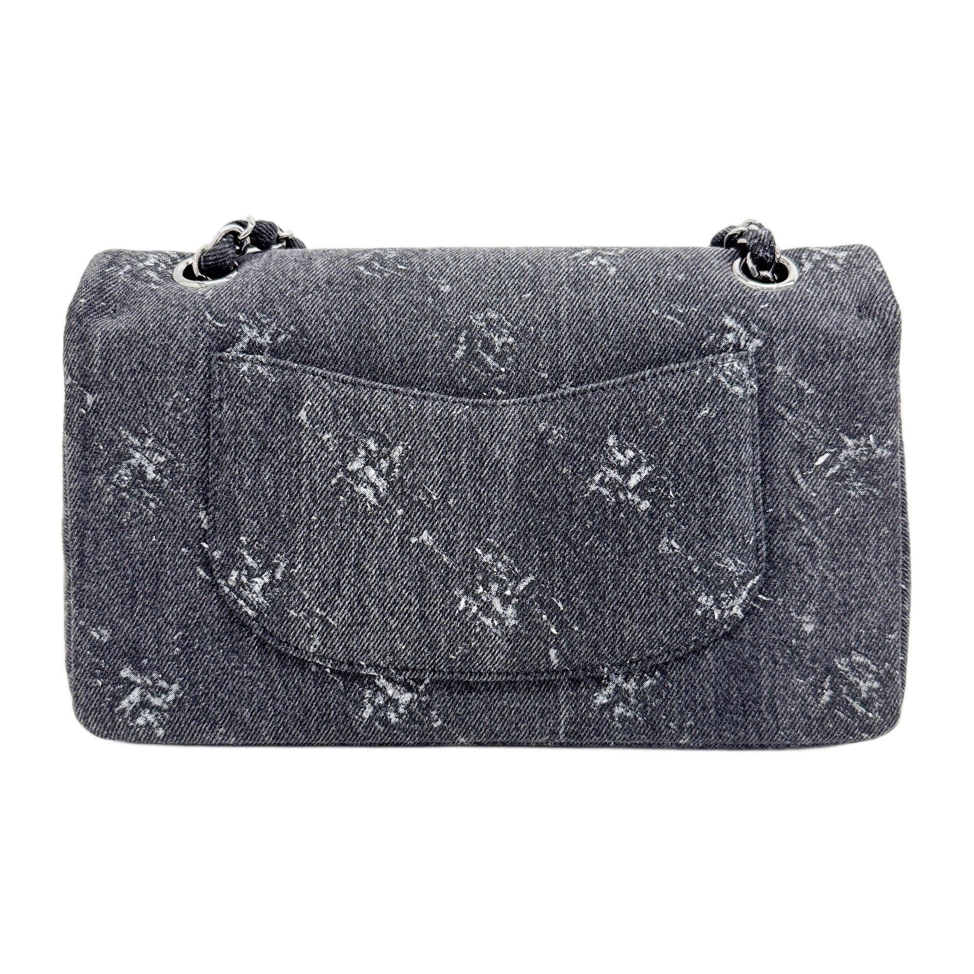 Classic Double 2019 Flap Charcoal Gray Denim Shoulder Bag - Image 2