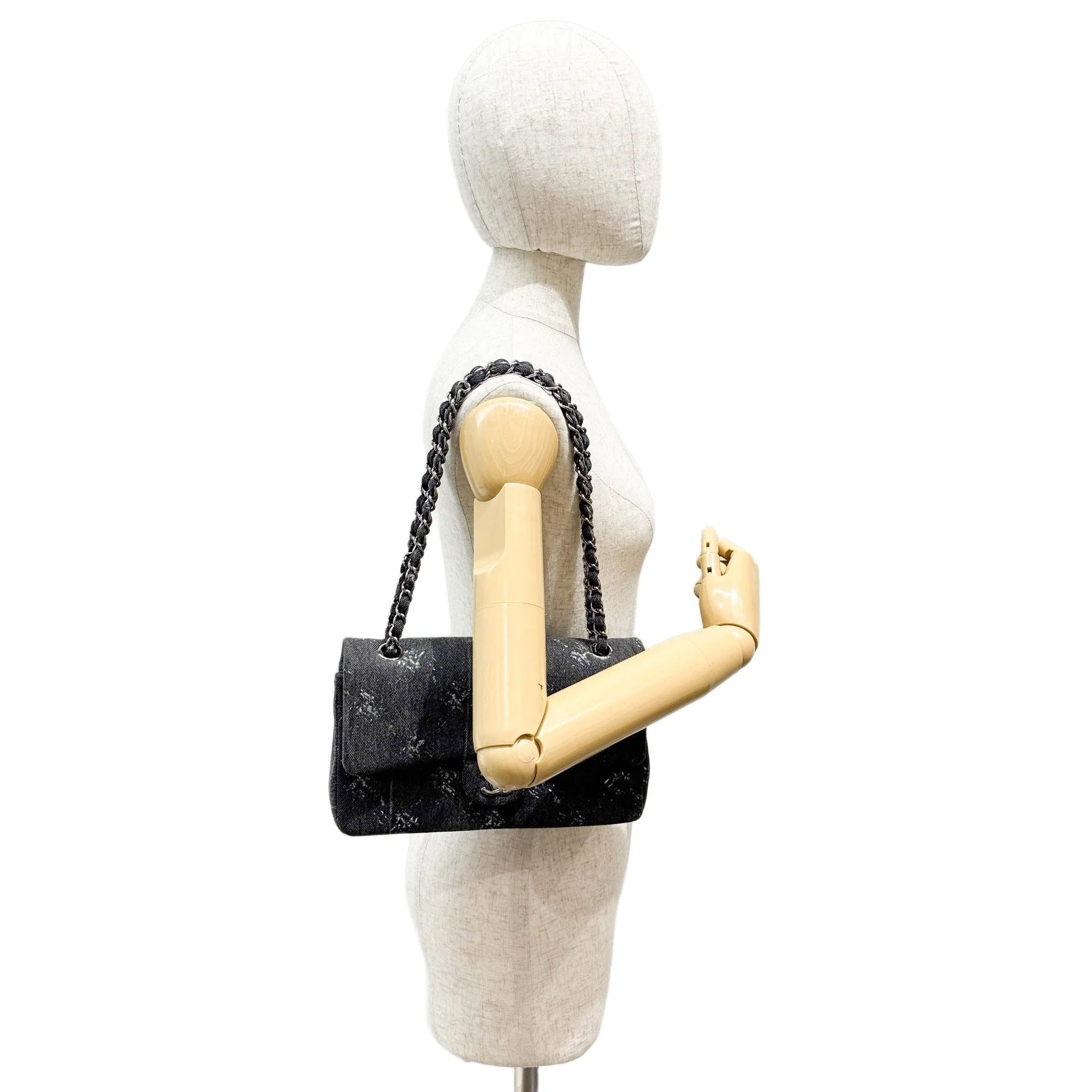 Classic Double 2019 Flap Charcoal Gray Denim Shoulder Bag - Image 3