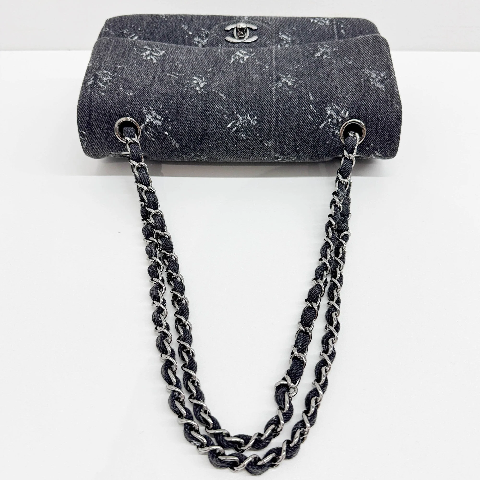 Classic Double 2019 Flap Charcoal Gray Denim Shoulder Bag - Image 9