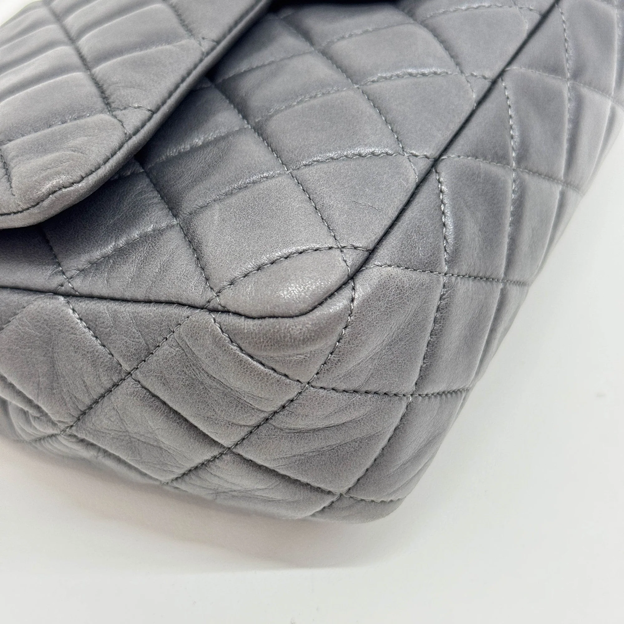 Classic Double Flap 2008-2009 Matelasse Grey Lather Shoulder Bag - Image 11