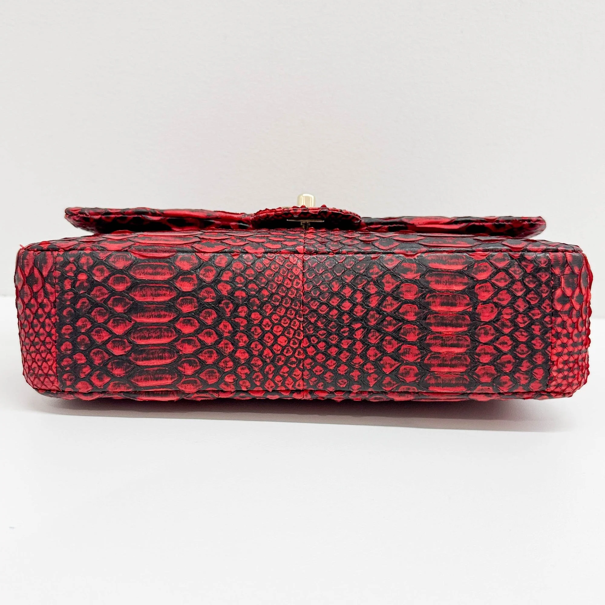 Classic Double Flap 2009 Red Python Embossed Leather Shoulder Bag - Image 7