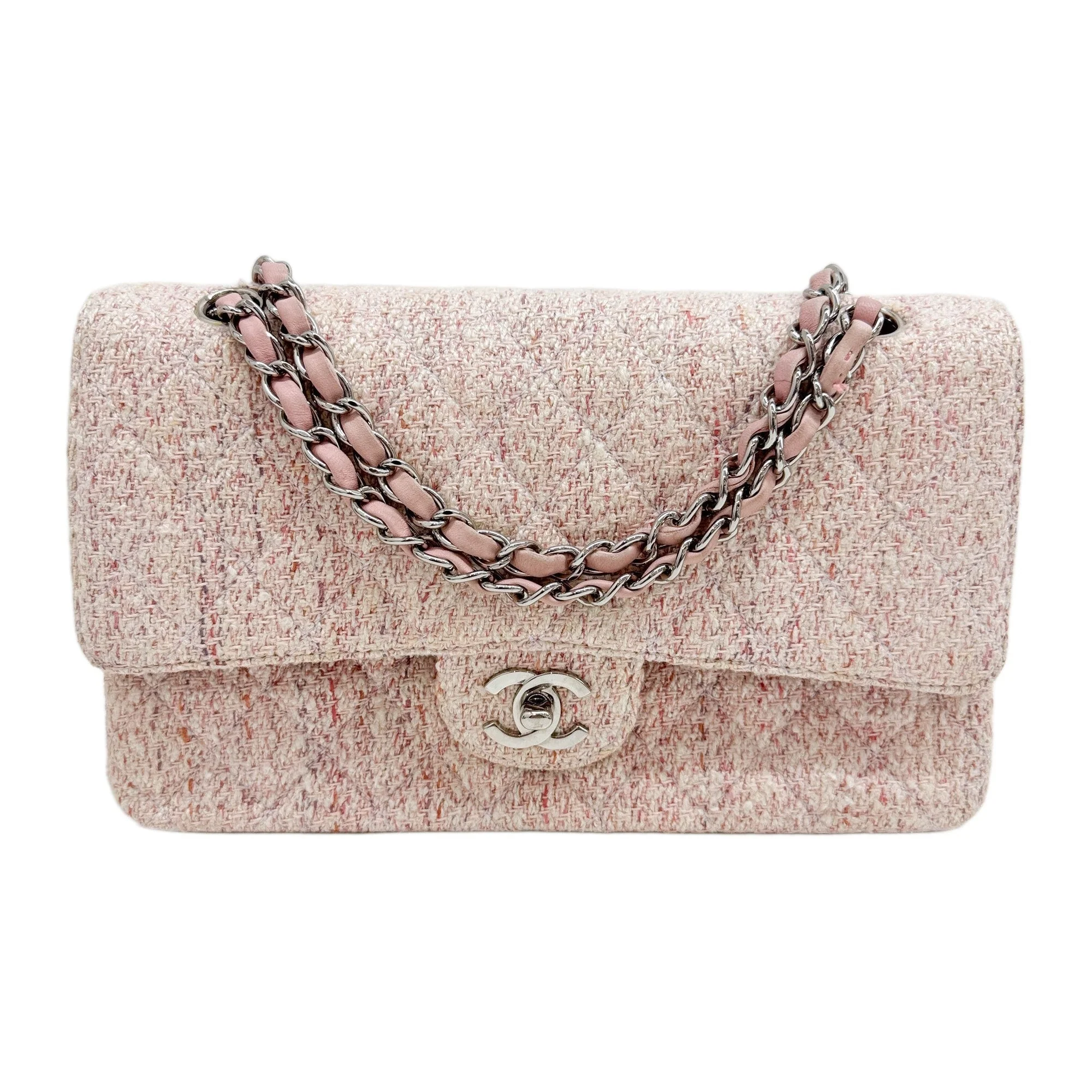 Classic Double Flap 2004-2005 Matelasse Pink Tweed Shoulder bag
