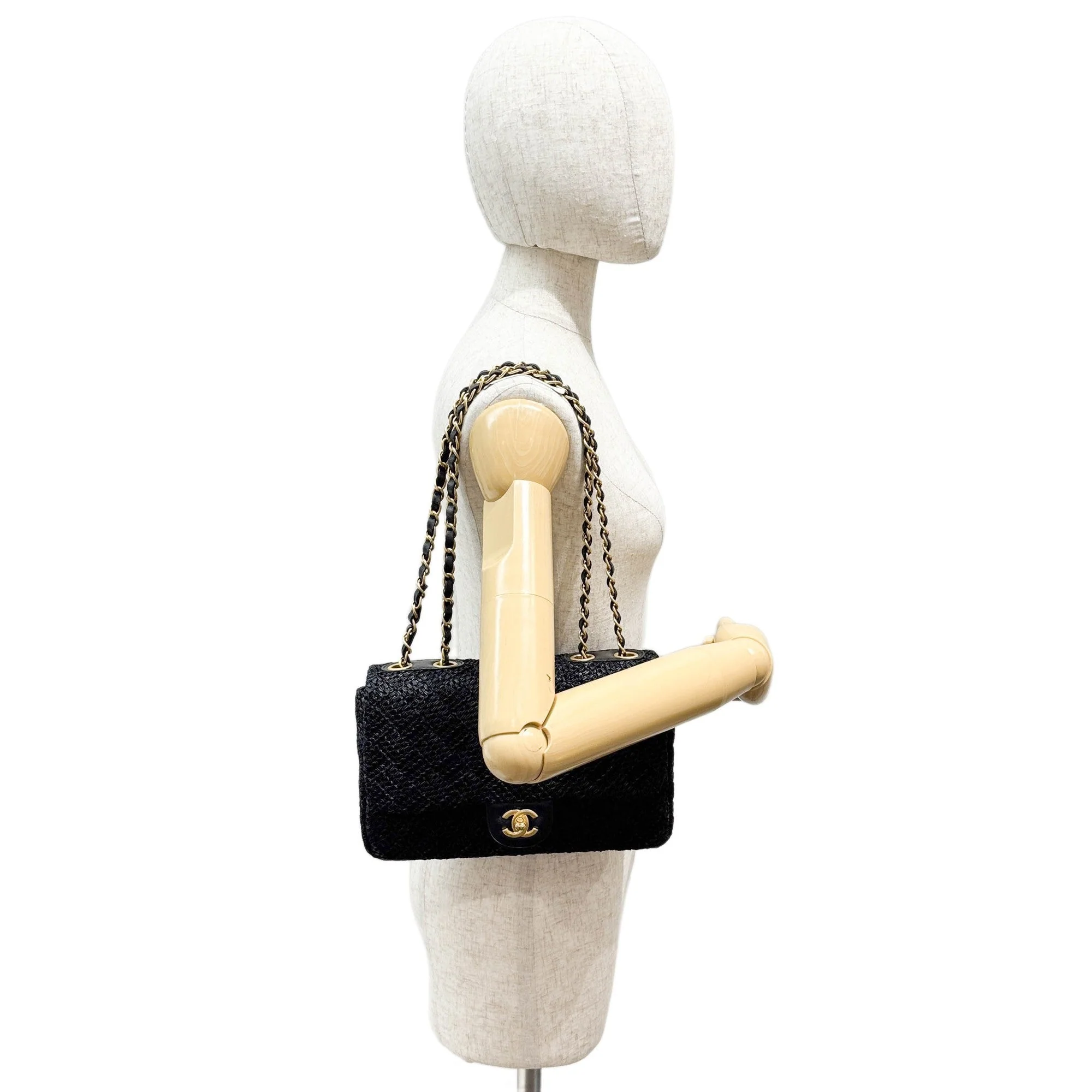 Classic Flap 2013 Black Raffia Shoulder Bag - Image 3
