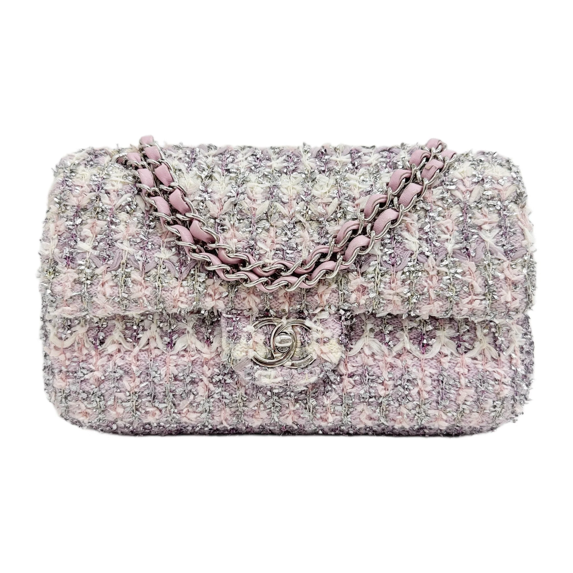 Classic Flap 2018-2019 Glitter Multicolor Tweed Shoulder Bag
