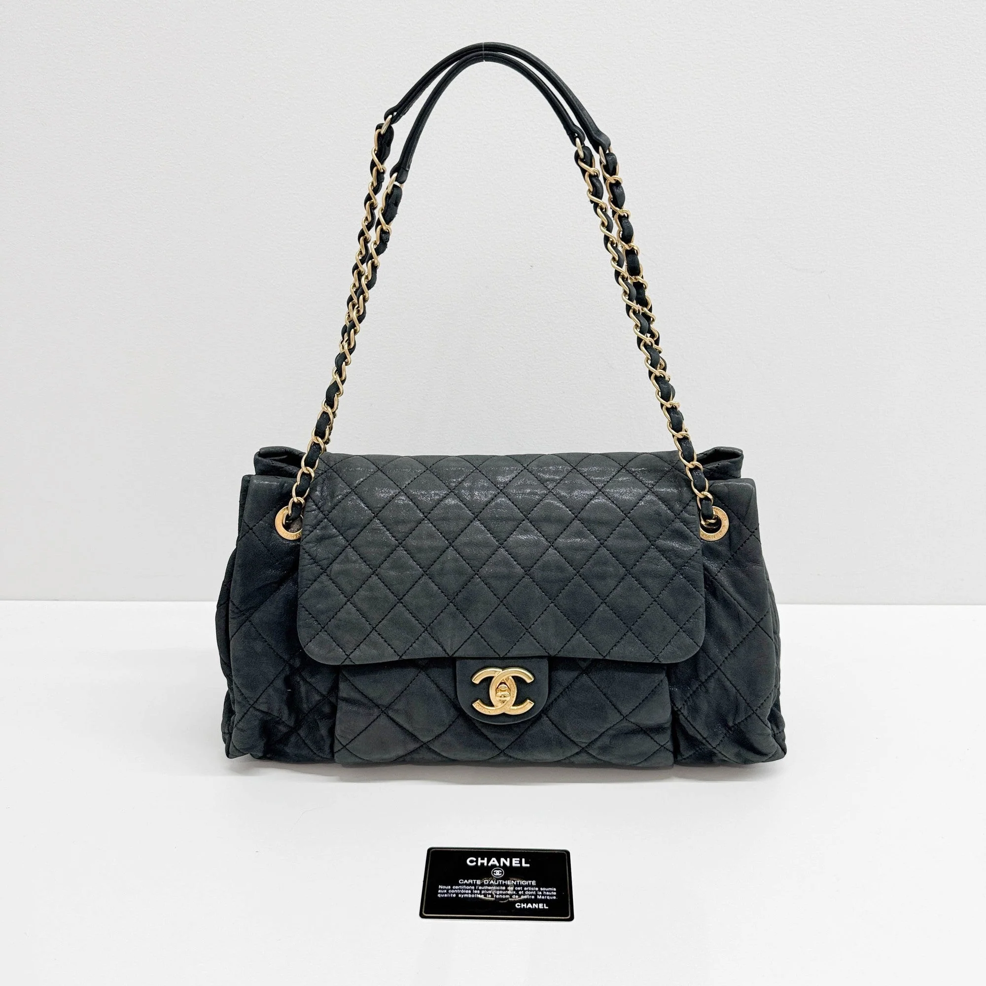 Coco Pleats 2011 Matelasse Glittery Gray Leather Shoulder Bag - Image 4