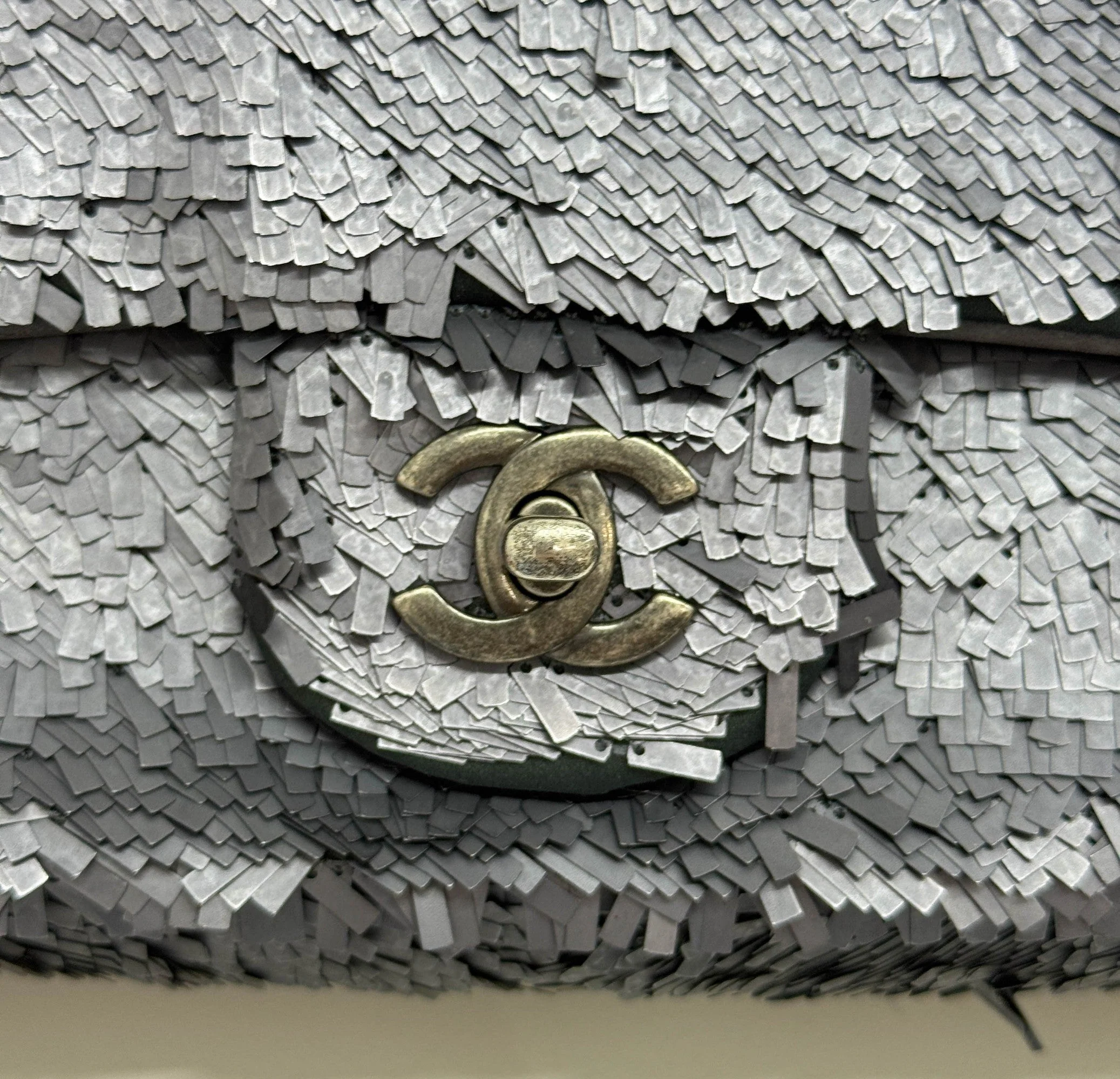 Classic Flap 2013-2014 Gunmetal Gray Sequin Shoulder Bag - Image 14