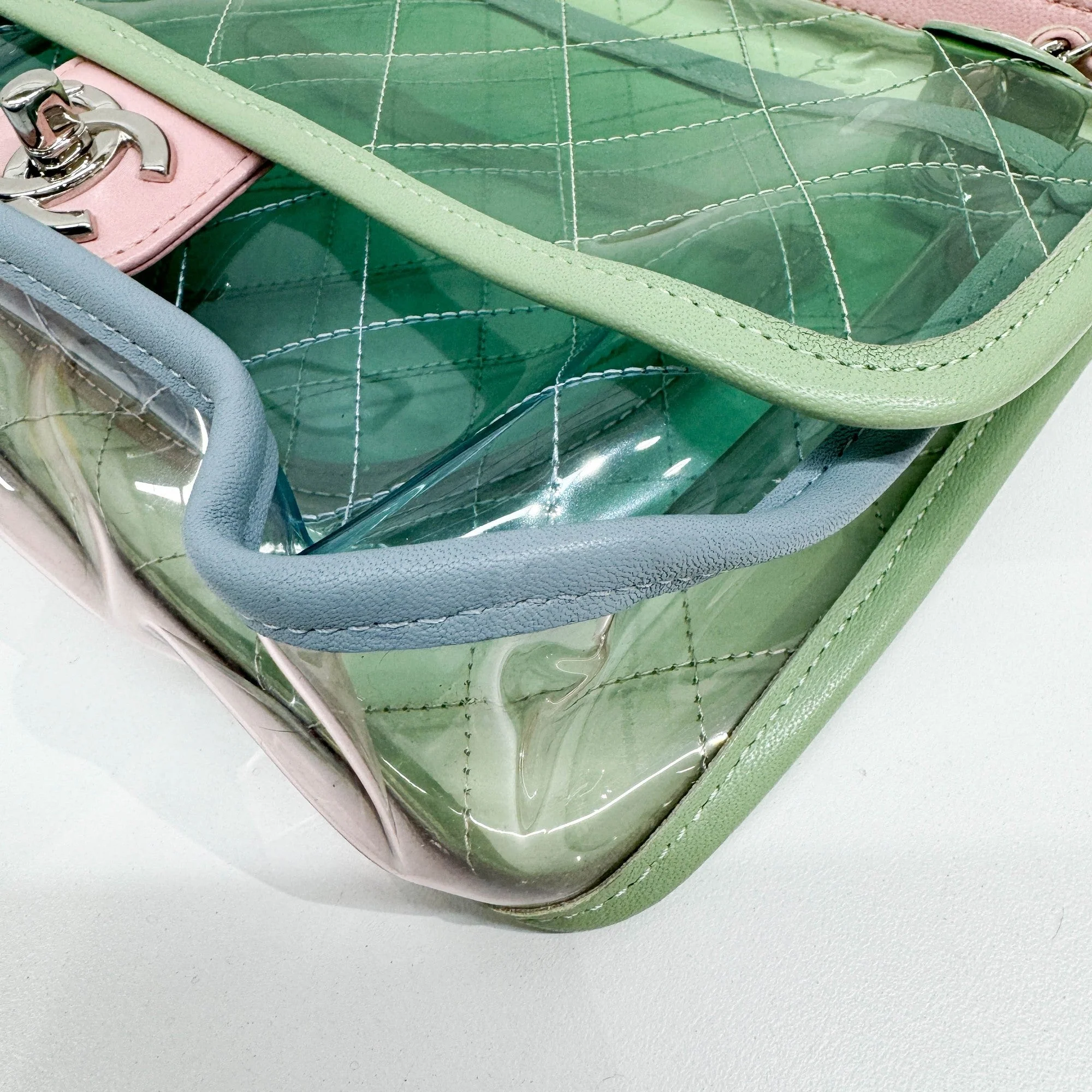 Classic Flap Pink Chain Clear Green Plastic Shoulder Bag - Image 10