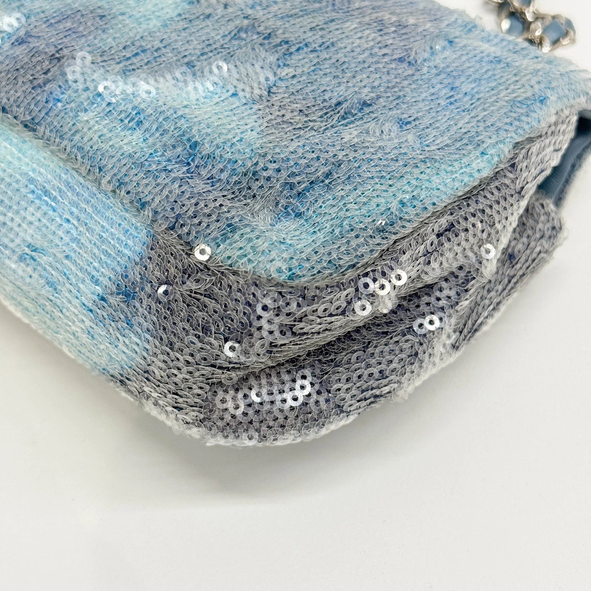 Classic Flap 2018 Waterfall Blue Sequin Shoulder Bag - Image 11