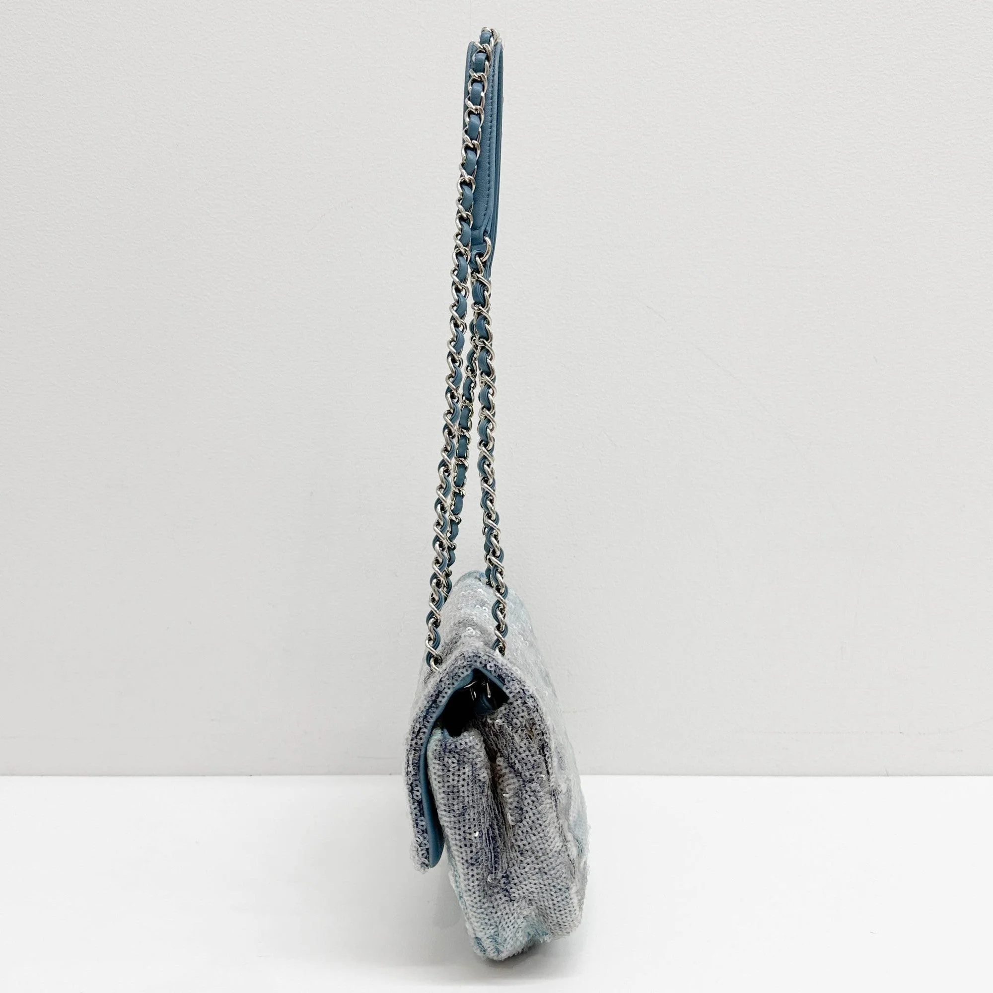 Classic Flap 2018 Waterfall Blue Sequin Shoulder Bag - Image 5
