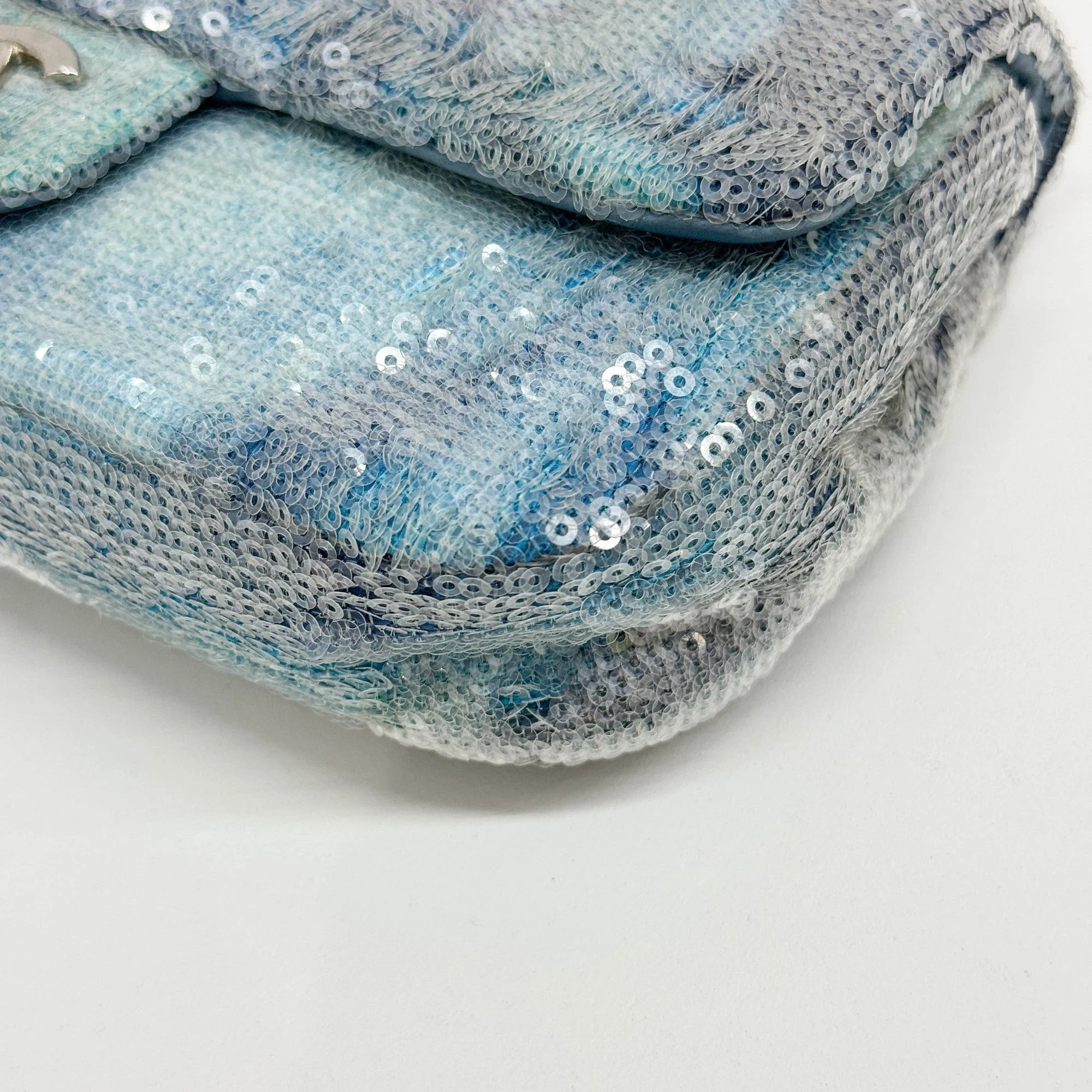 Classic Flap 2018 Waterfall Blue Sequin Shoulder Bag - Image 9