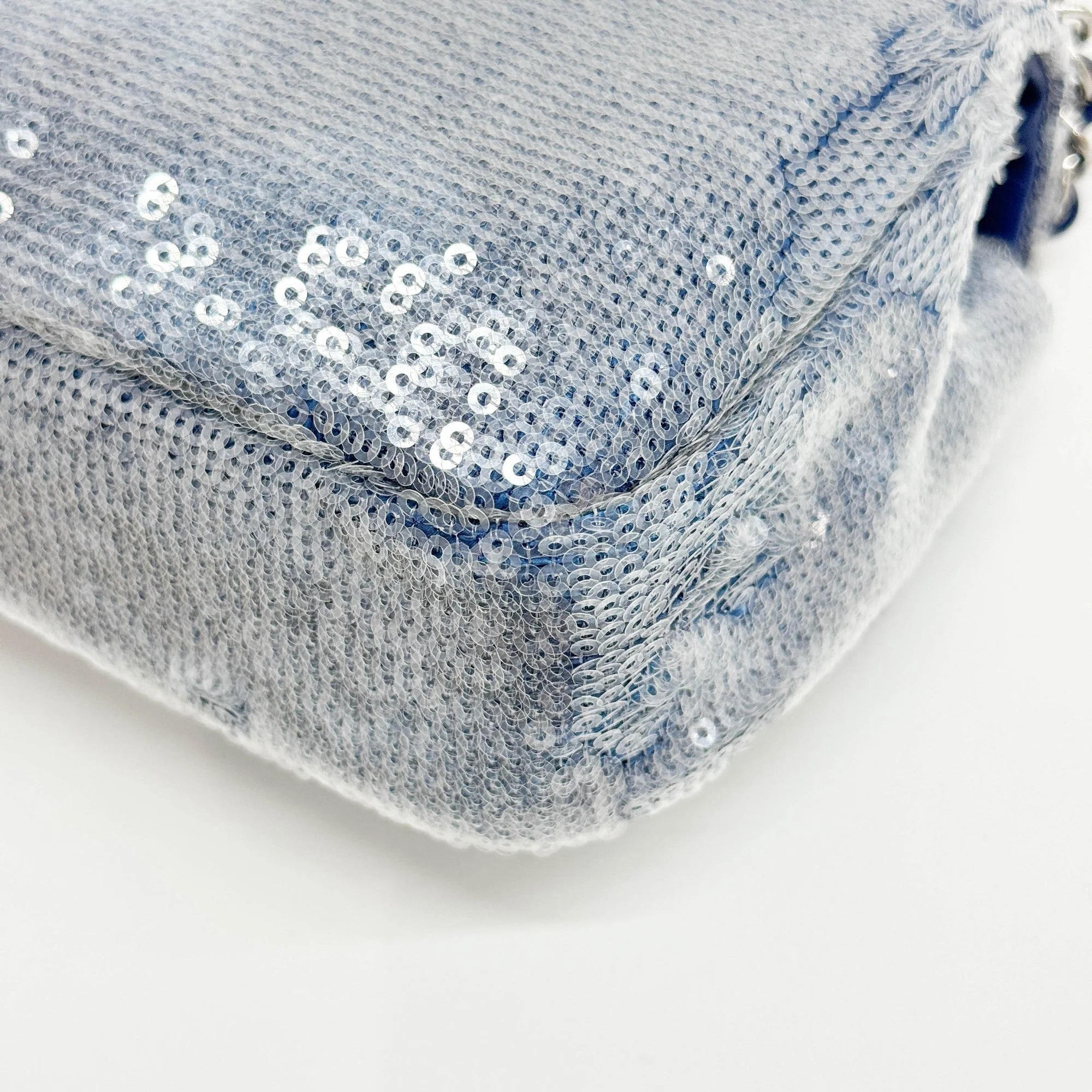 Classic Flap 2018 Waterfall Blue Sequin Shoulder Bag - Image 9