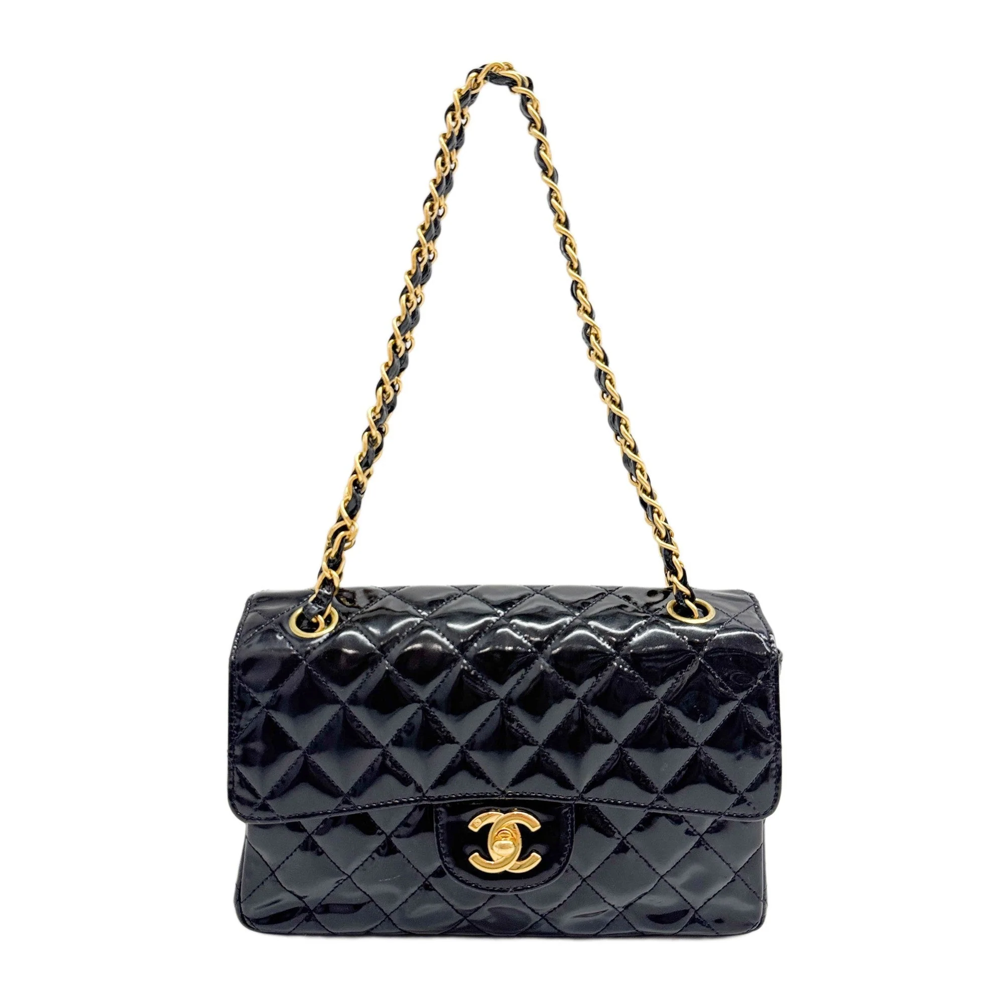 Classic Double Sided Flap 1996-1997 Matelasse Black Patent Leather Shoulder Bag - Image 2