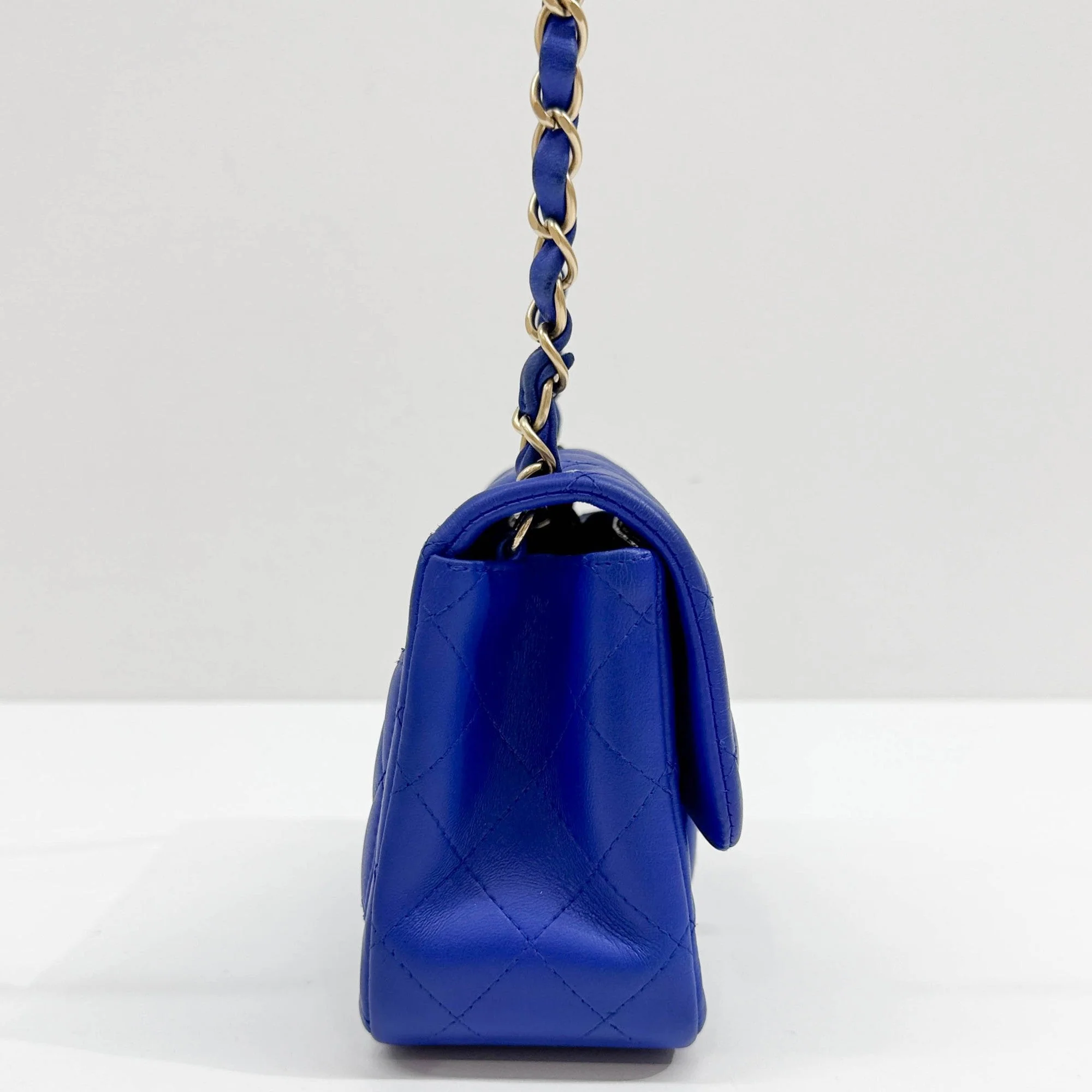 Mini Square Classic Flap 2012-2013 Matelasse Royal Blue Leather Shoulder Bag - Image 6