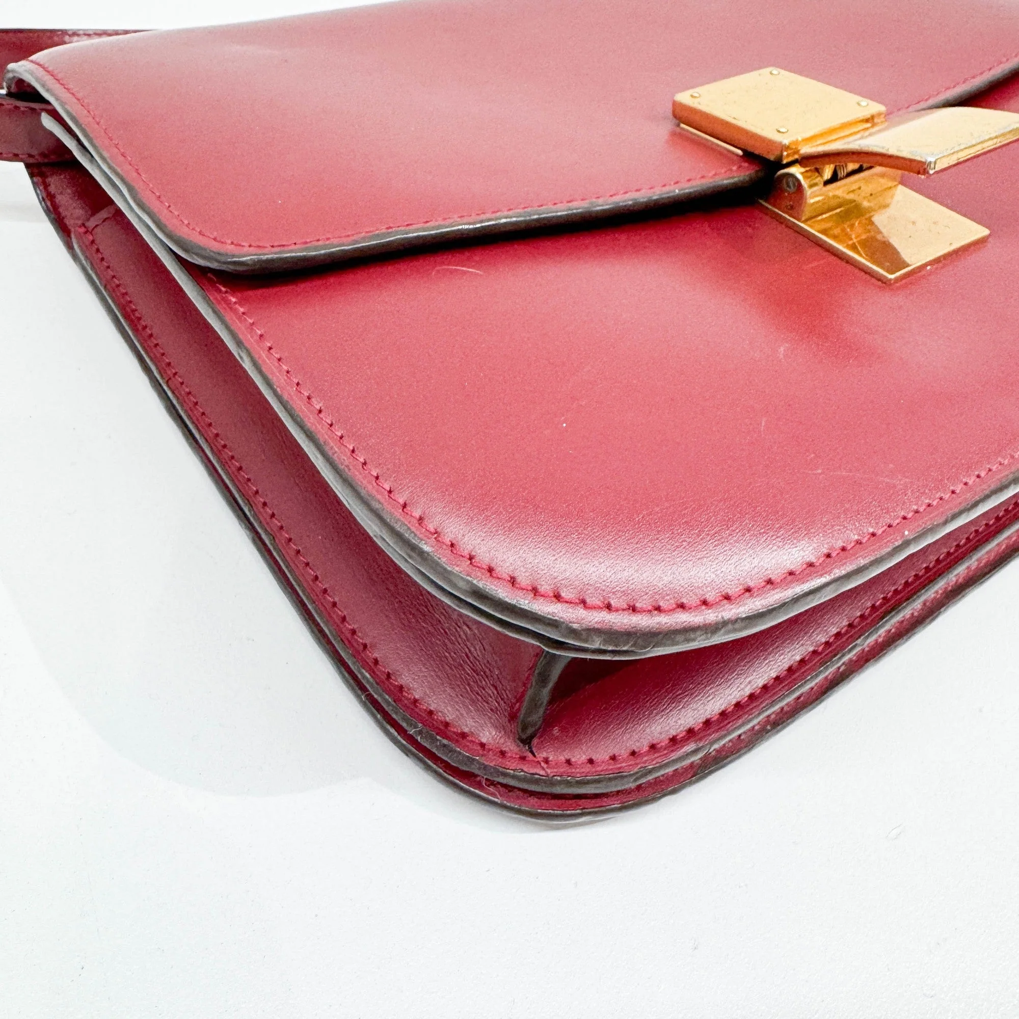 Classix Box Red Leather Shoulder Bag - Image 8