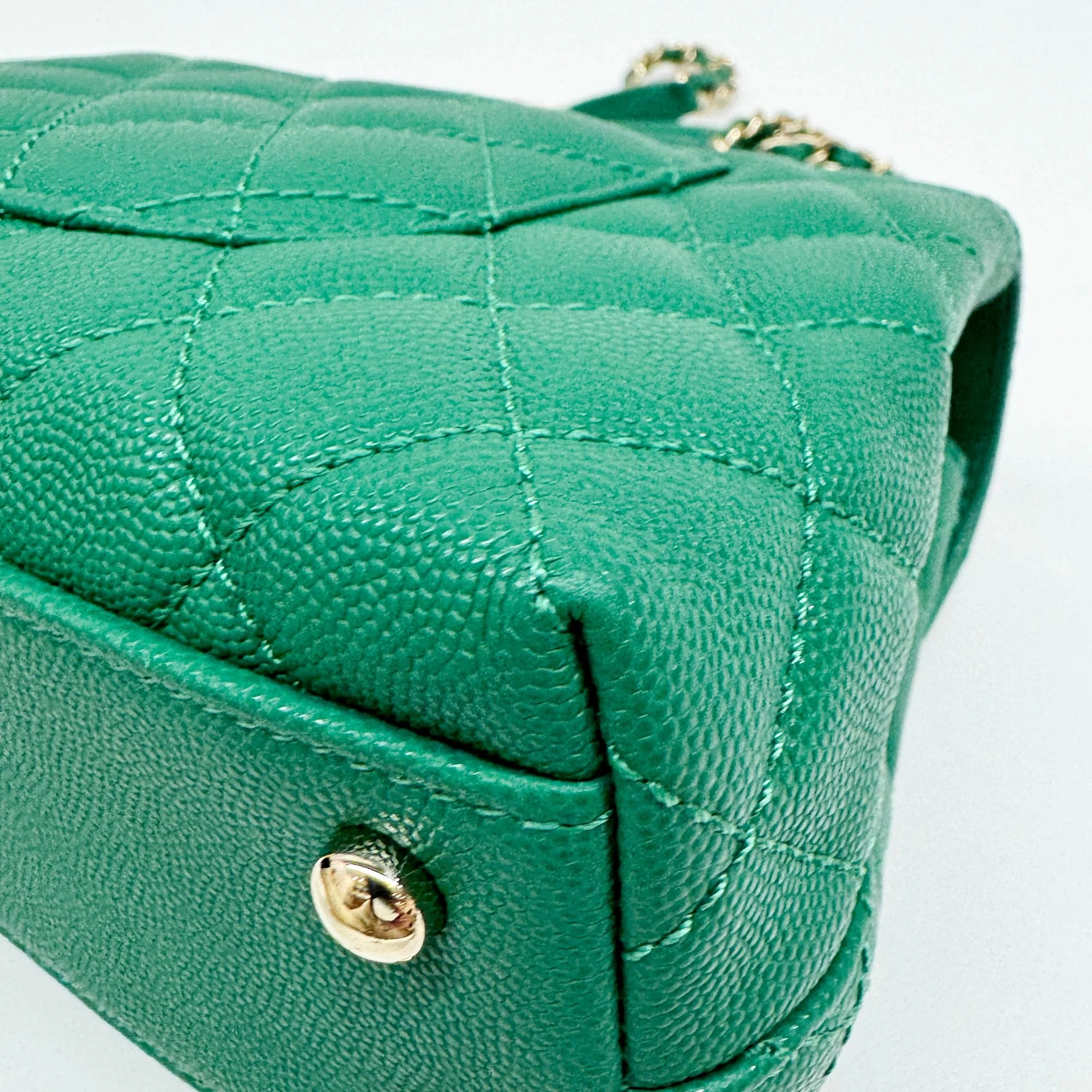 Coco Top Handle 2021-2026 Green Leather Two Way Bag - Image 13