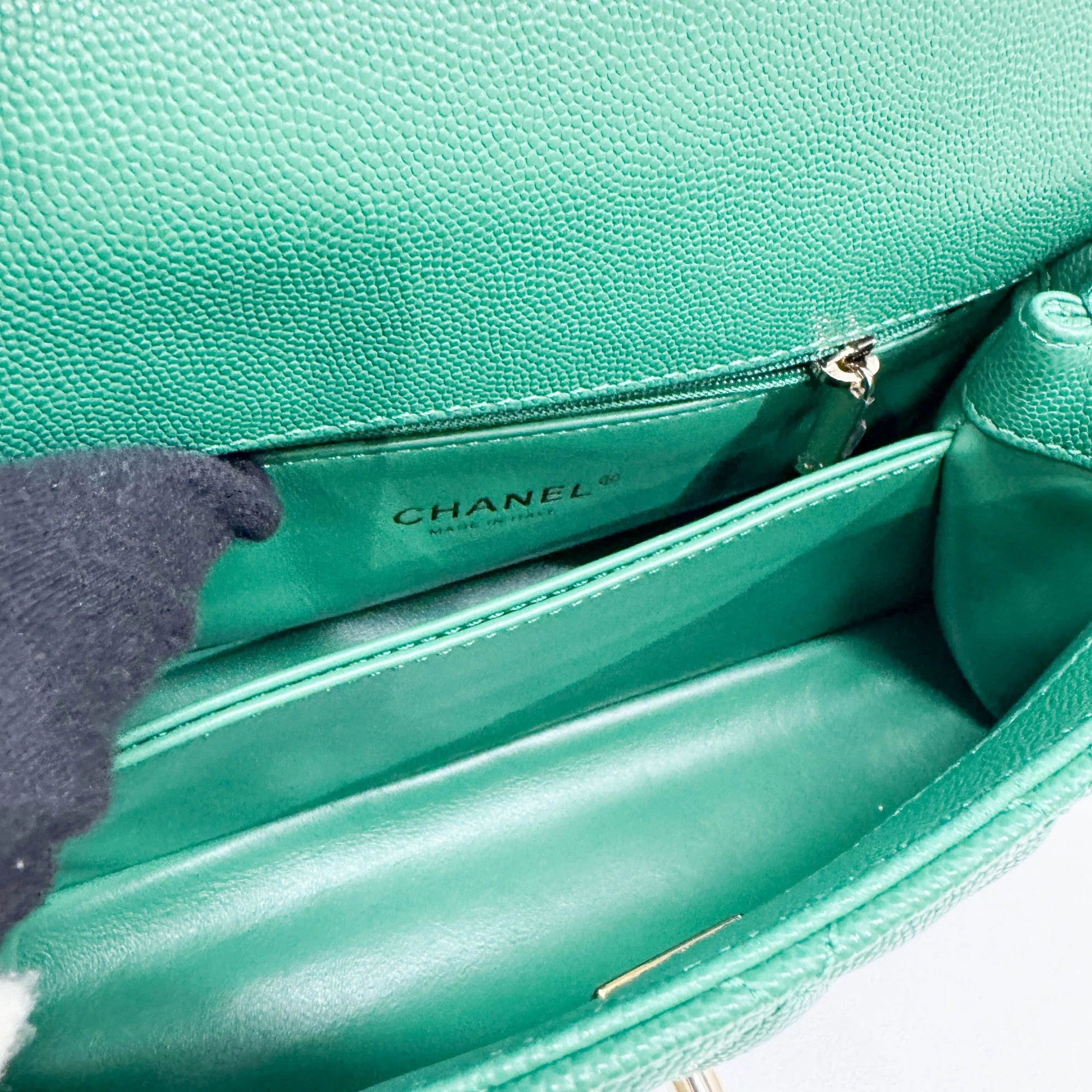 Coco Top Handle 2021-2026 Green Leather Two Way Bag - Image 15