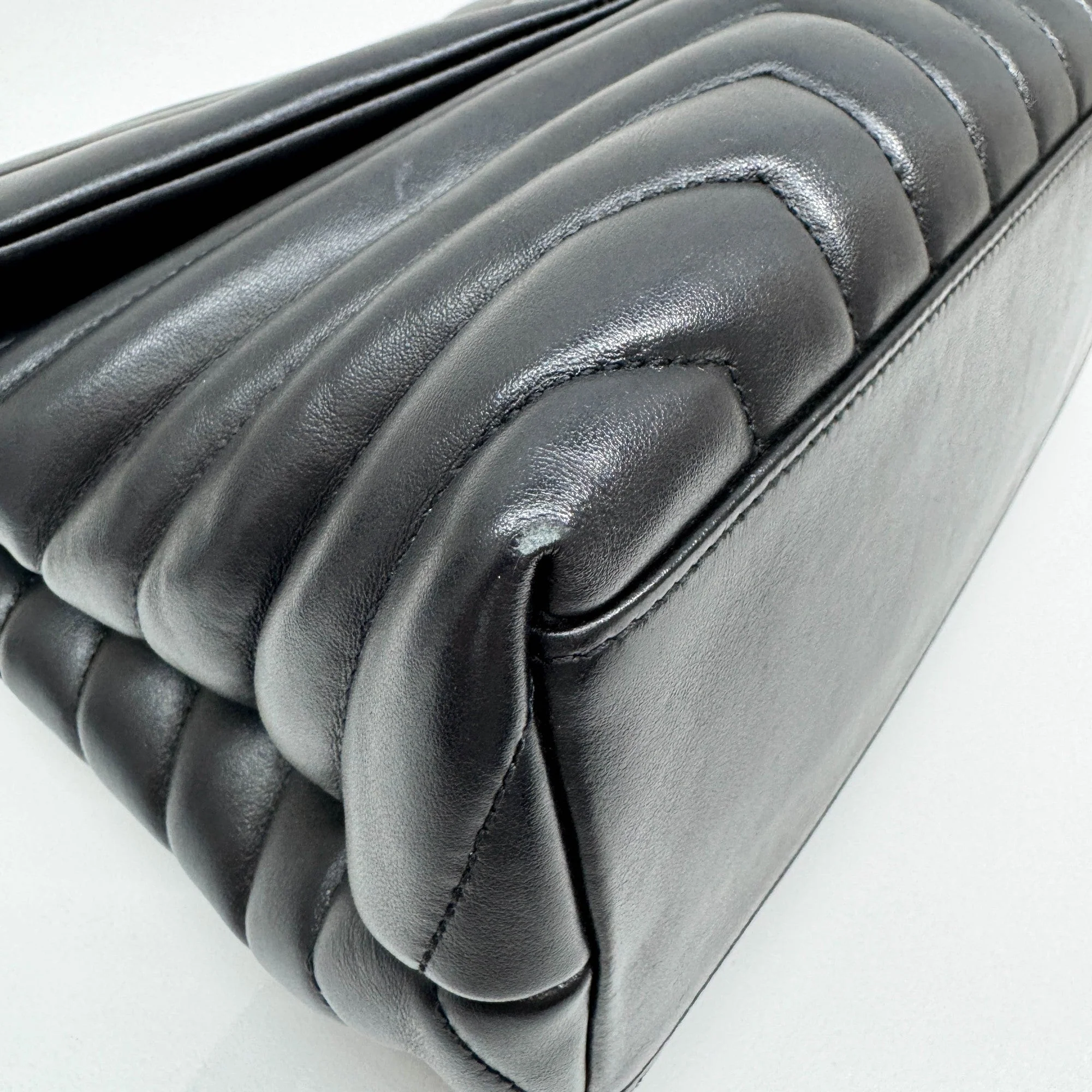 College Black Leather Shoulder Bag - Image 9