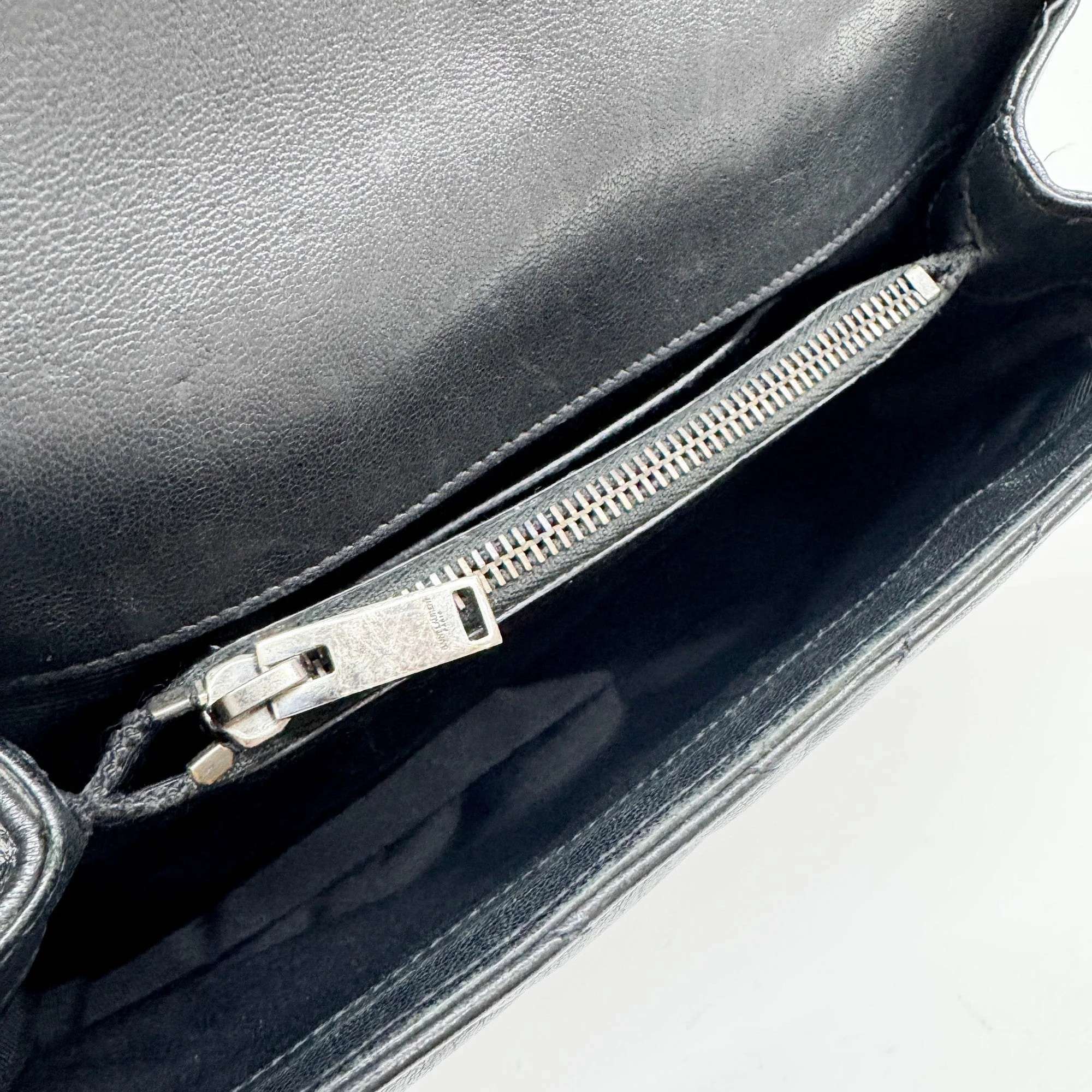 College Black Leather with Silver Chain Shoulder Bag - Image 19