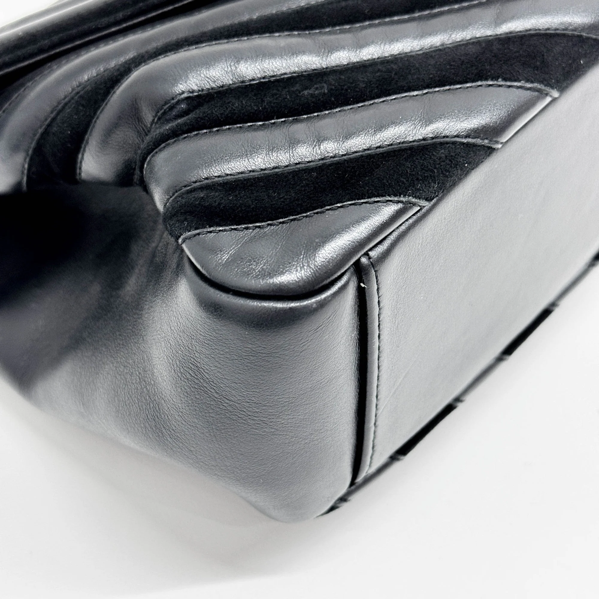 College Chevron Black Suede & Leather Two Way Bag - Image 9