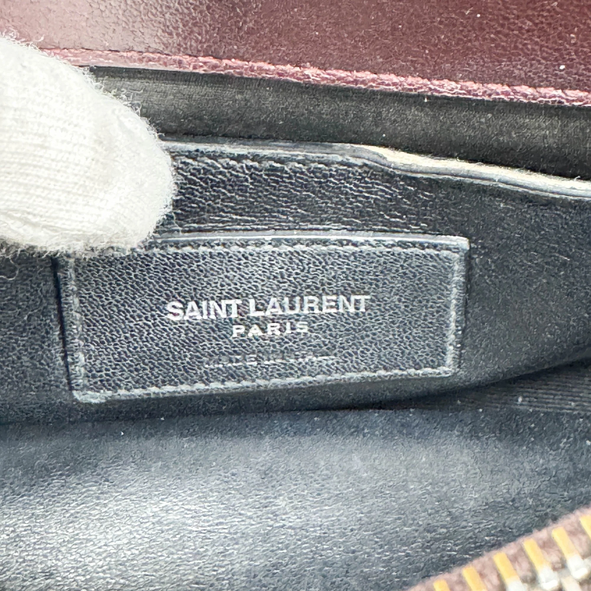 College Dark Burgundy Leather with Chain Handle Bag - Image 24