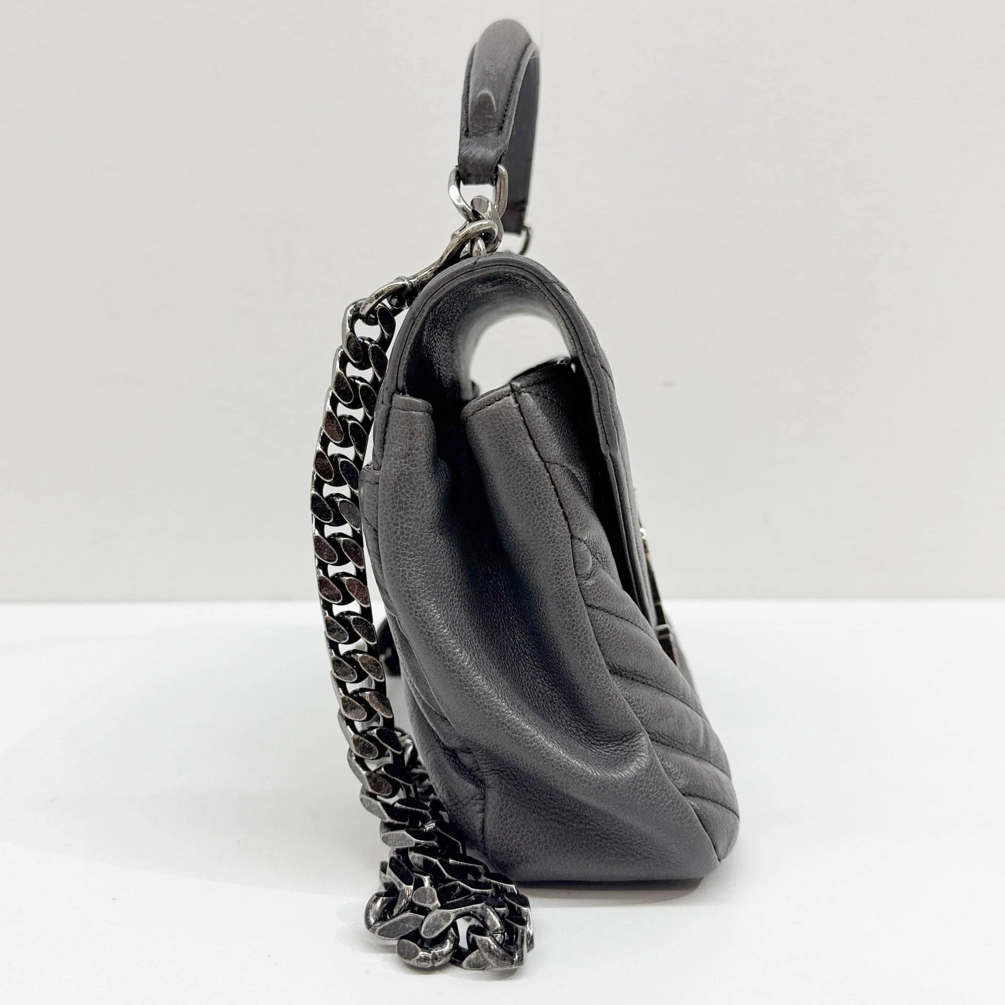 College Gray Leather Two Way Bag - Image 6