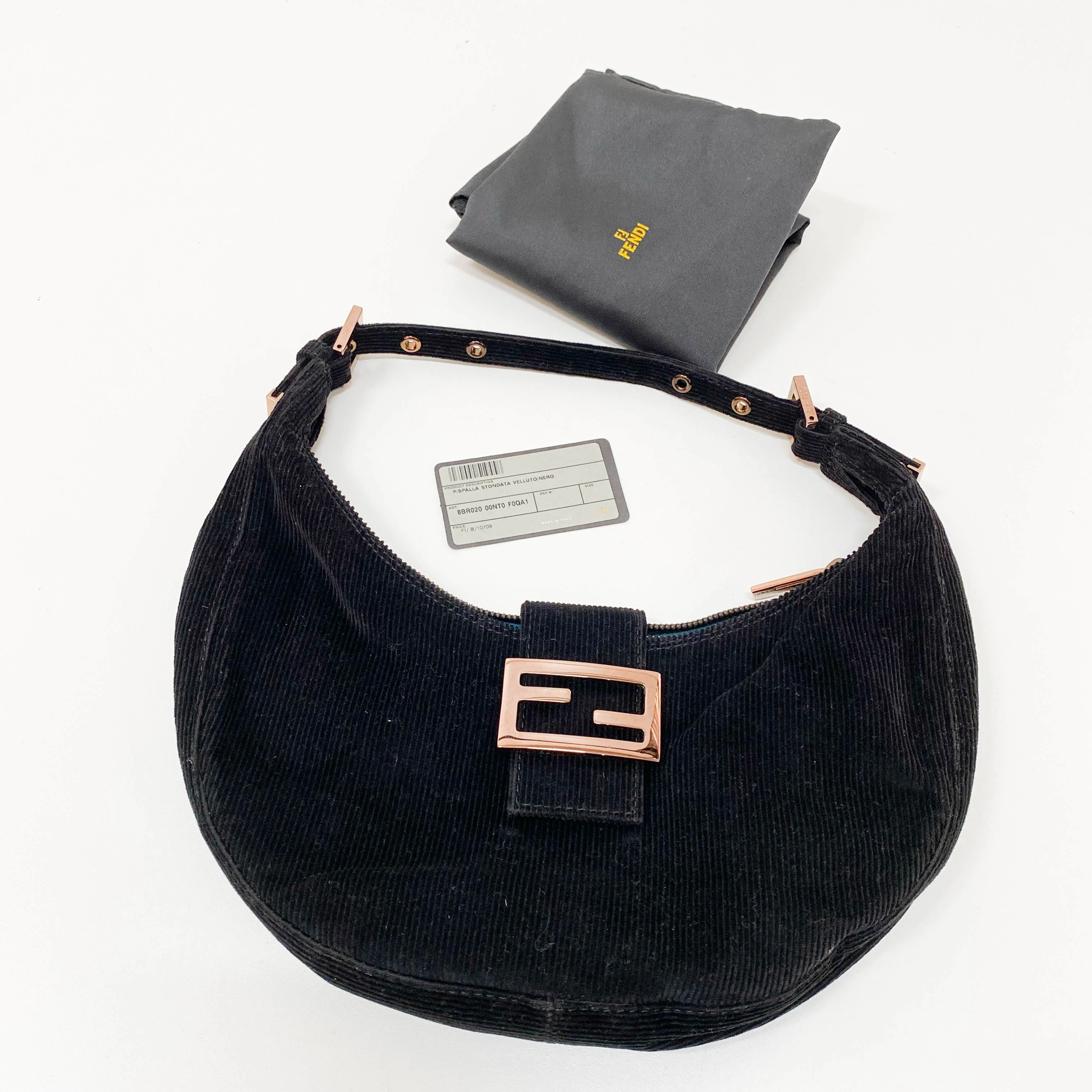 Croissant Black Corduroy Shoulder Bag - Image 21