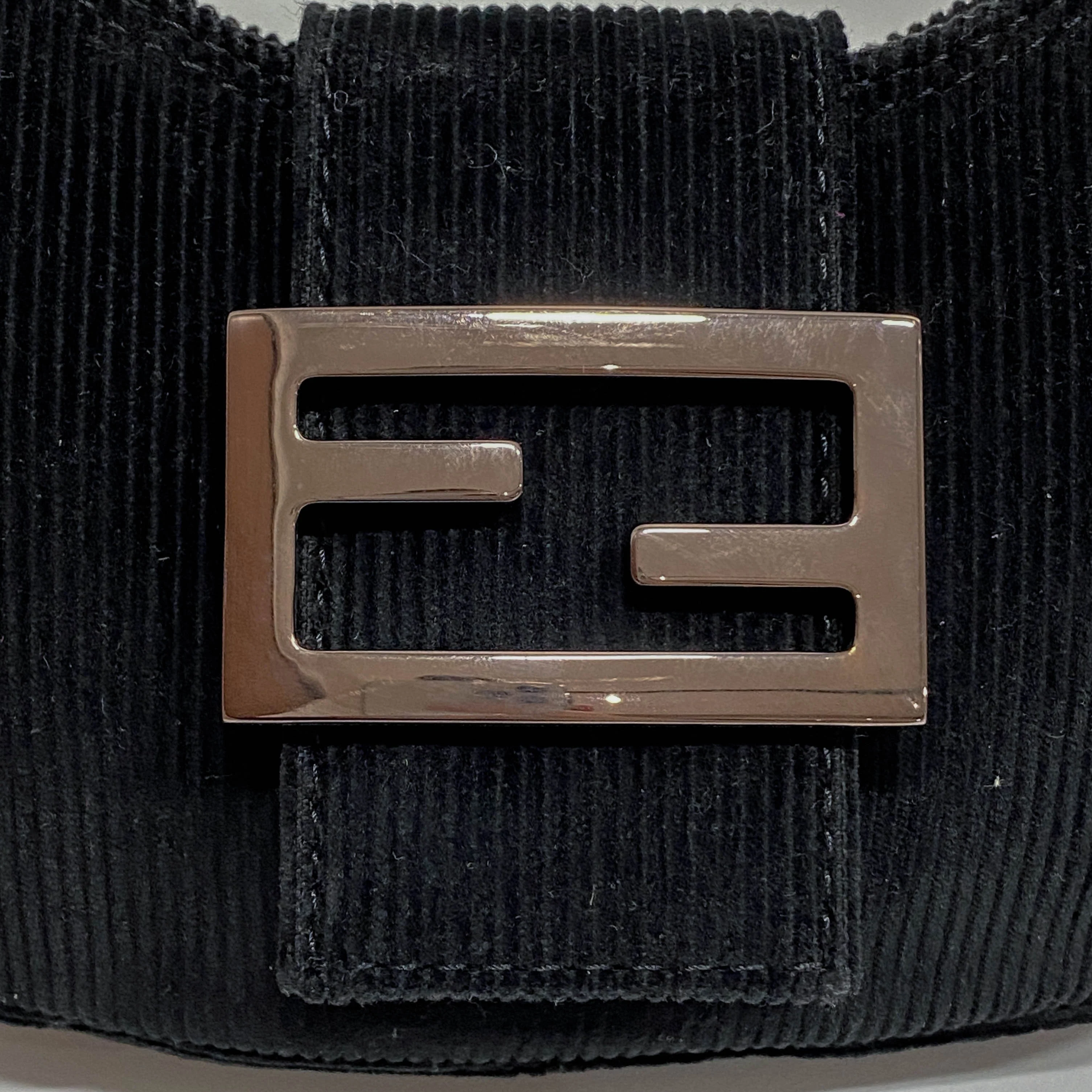 Croissant Black Corduroy Shoulder Bag - Image 13