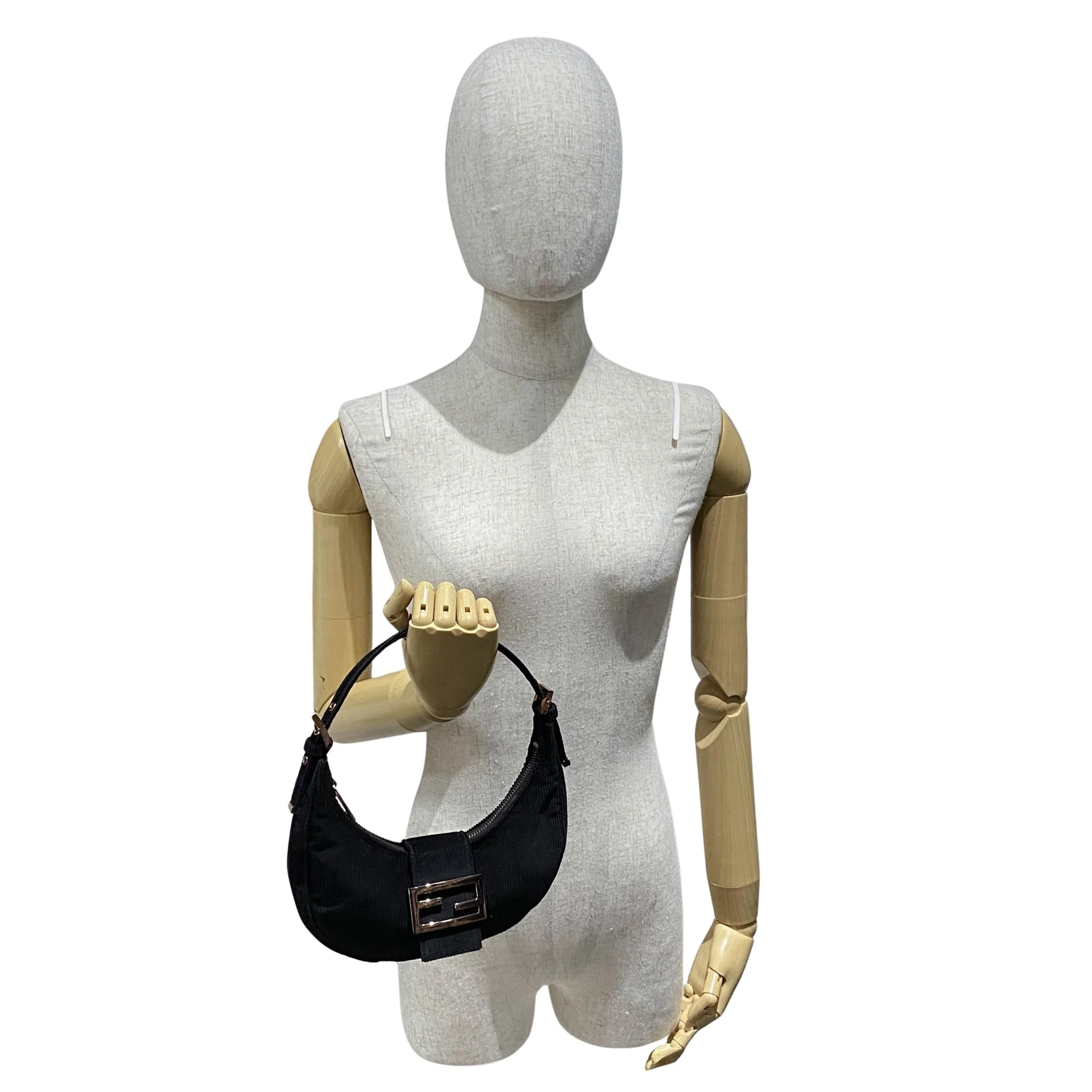 Croissant Black Corduroy Shoulder Bag - Image 3